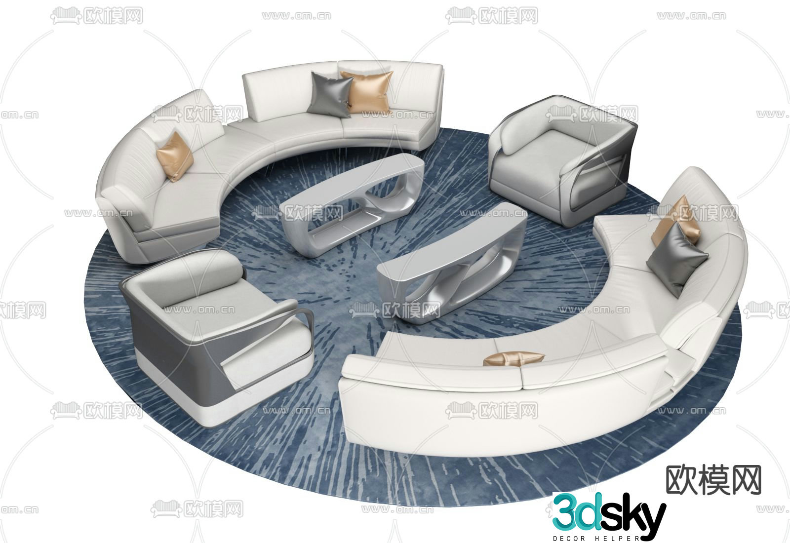 Curved sofa business sofa office sofa 3d model