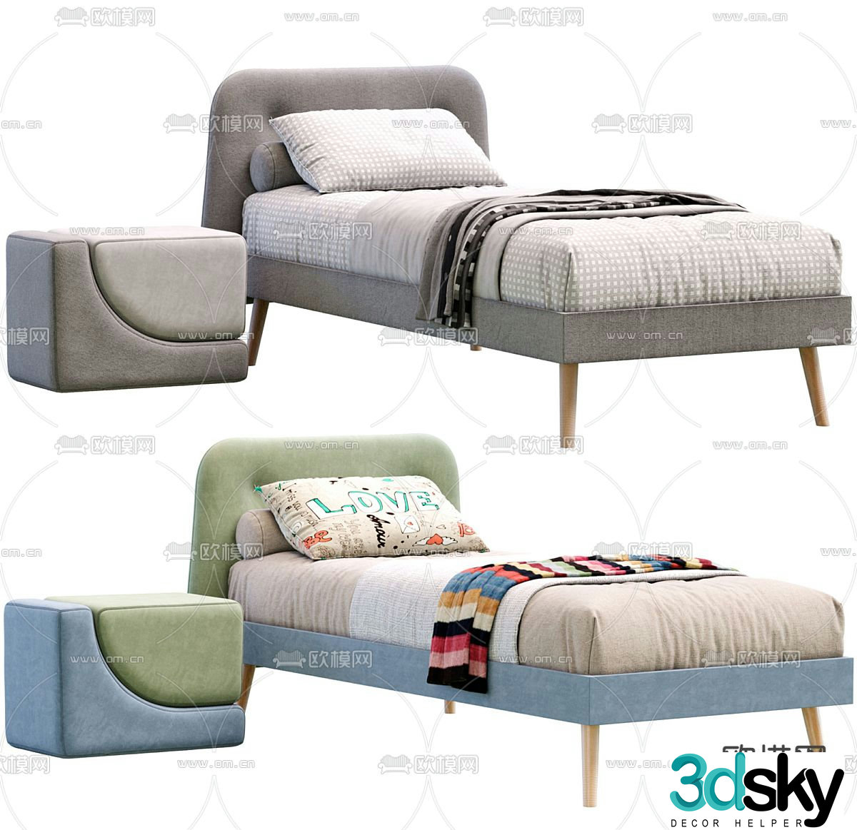 Single bed children’s bed 3d model
