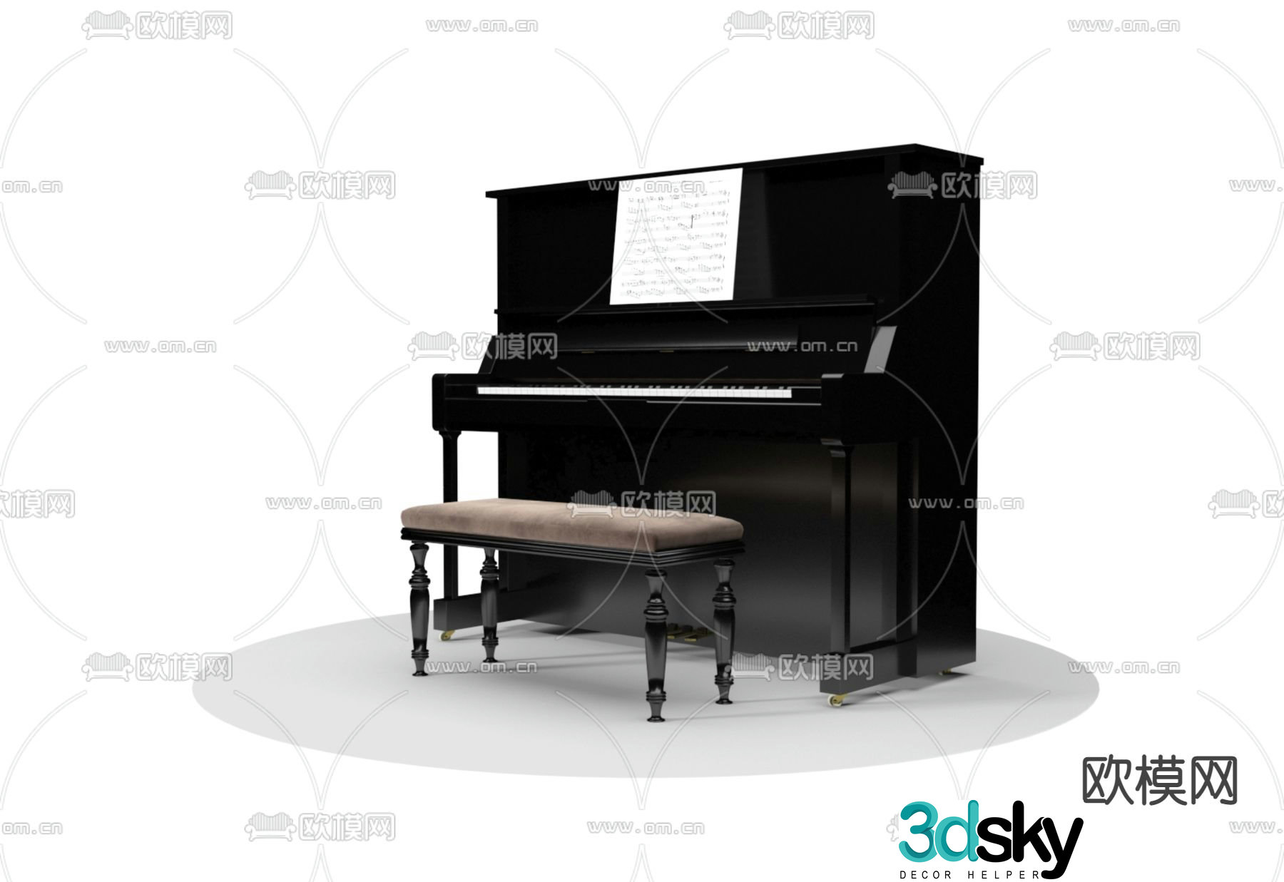 Jane European piano 3d model