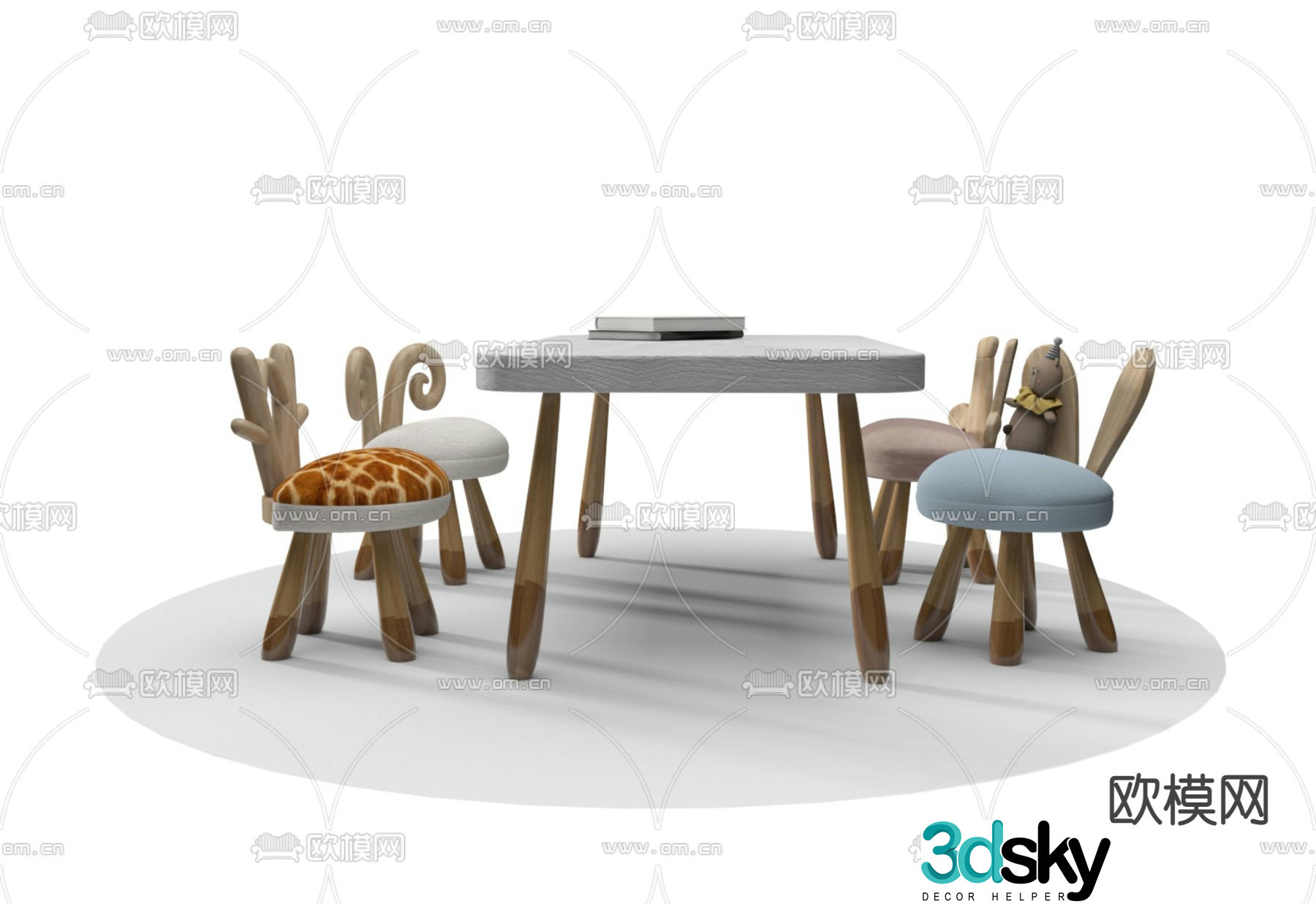 Nordic children’s table and chair 3d model