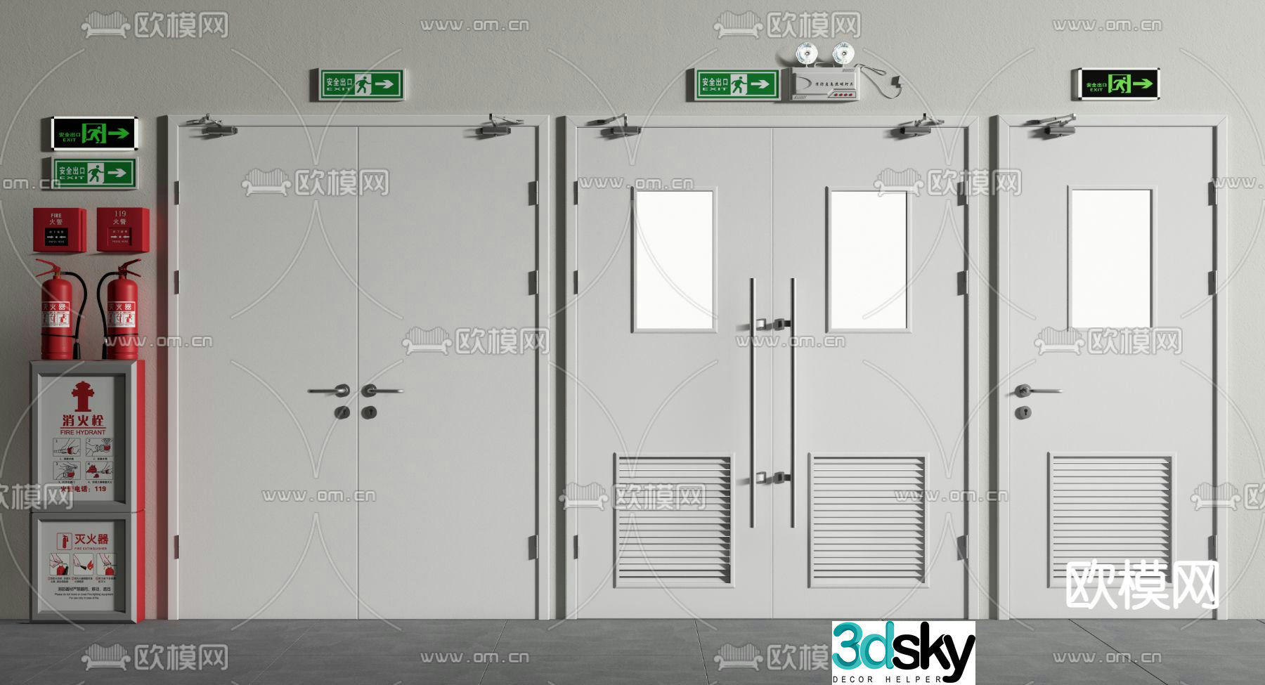 fire door safety door fire hydrant 3d model
