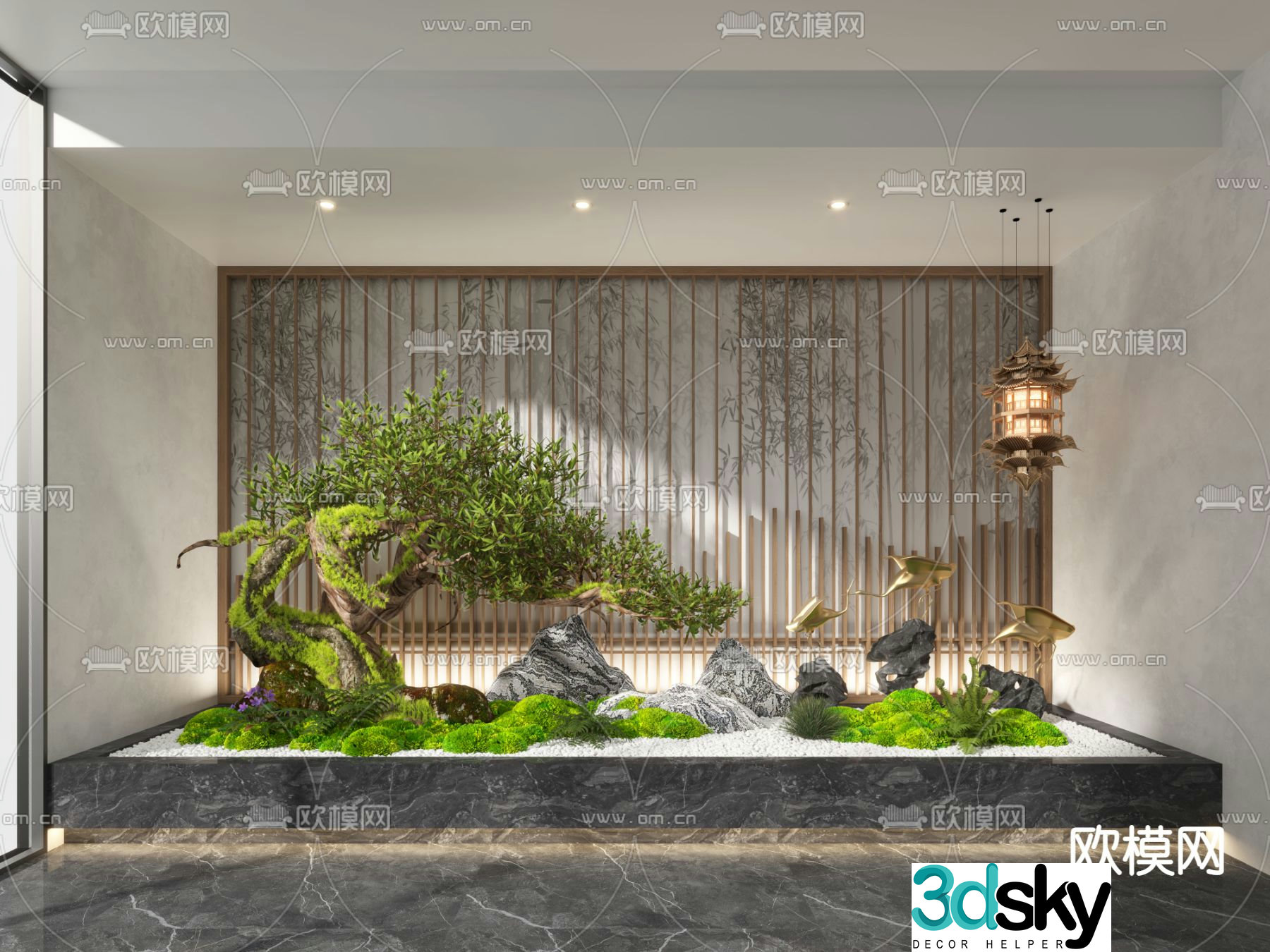 Indoor landscape green plant sketch 3d model