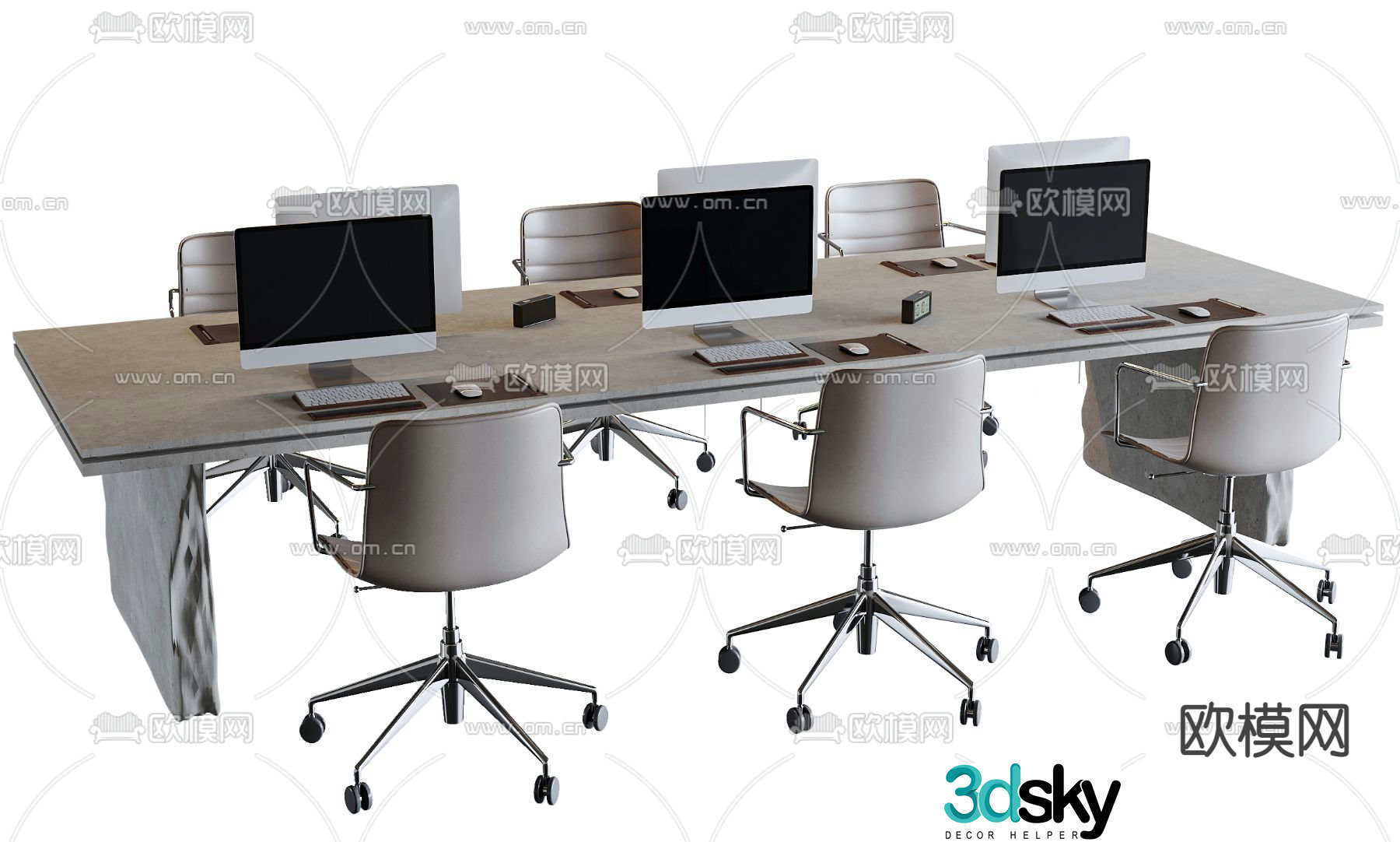 Office desk chair work station card space 3D model