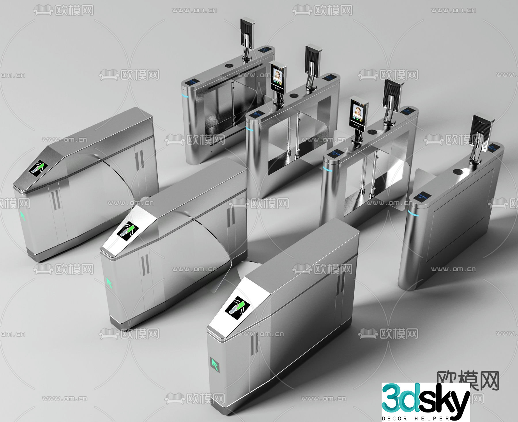 Gate entrance, ticket gate, card machine 3D model