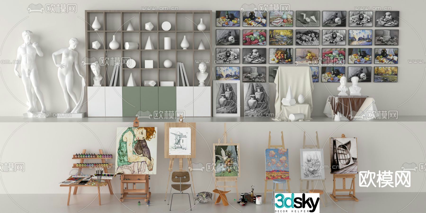 Studio decorations drawing board 3d model