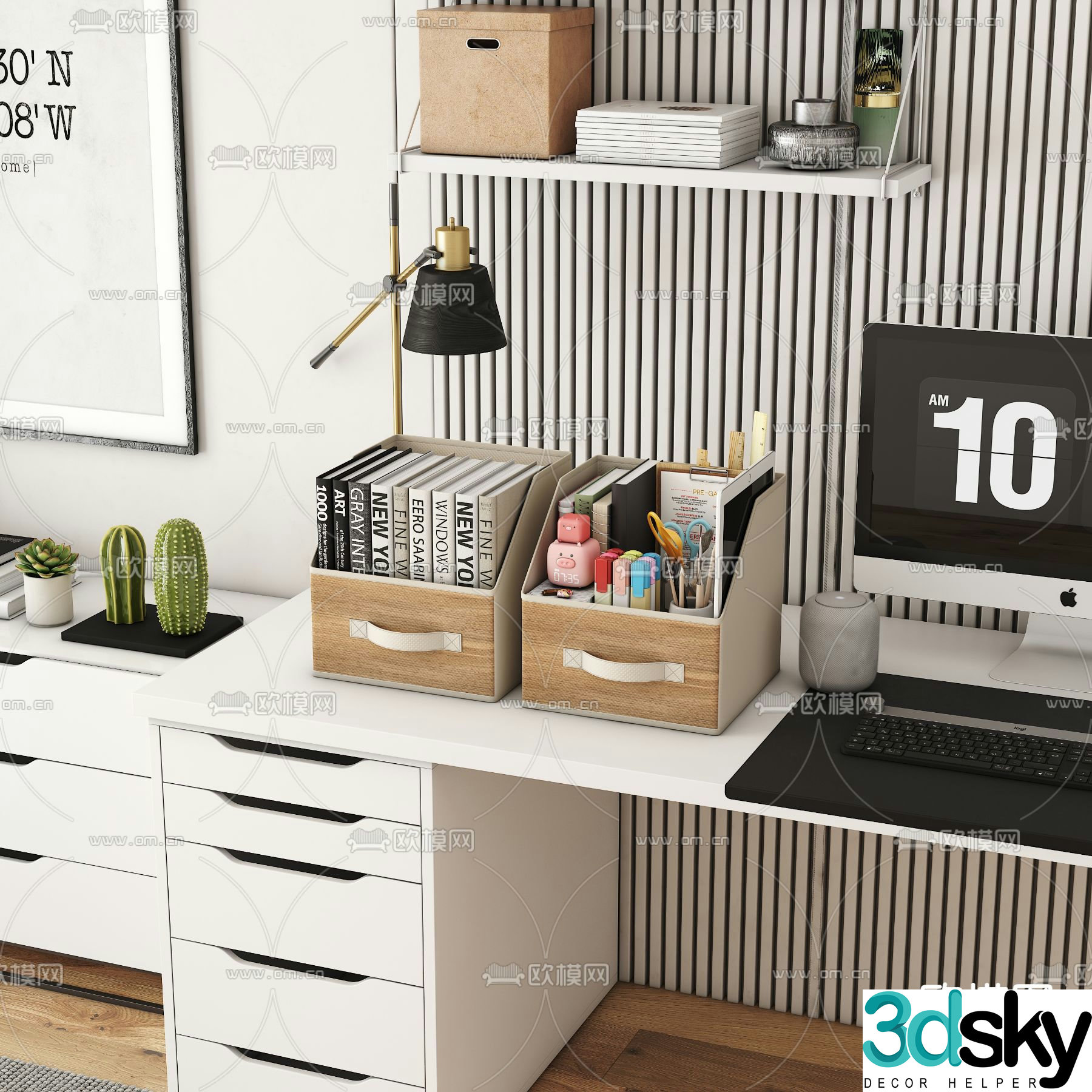 Office supplies folder computer stationery 3d model