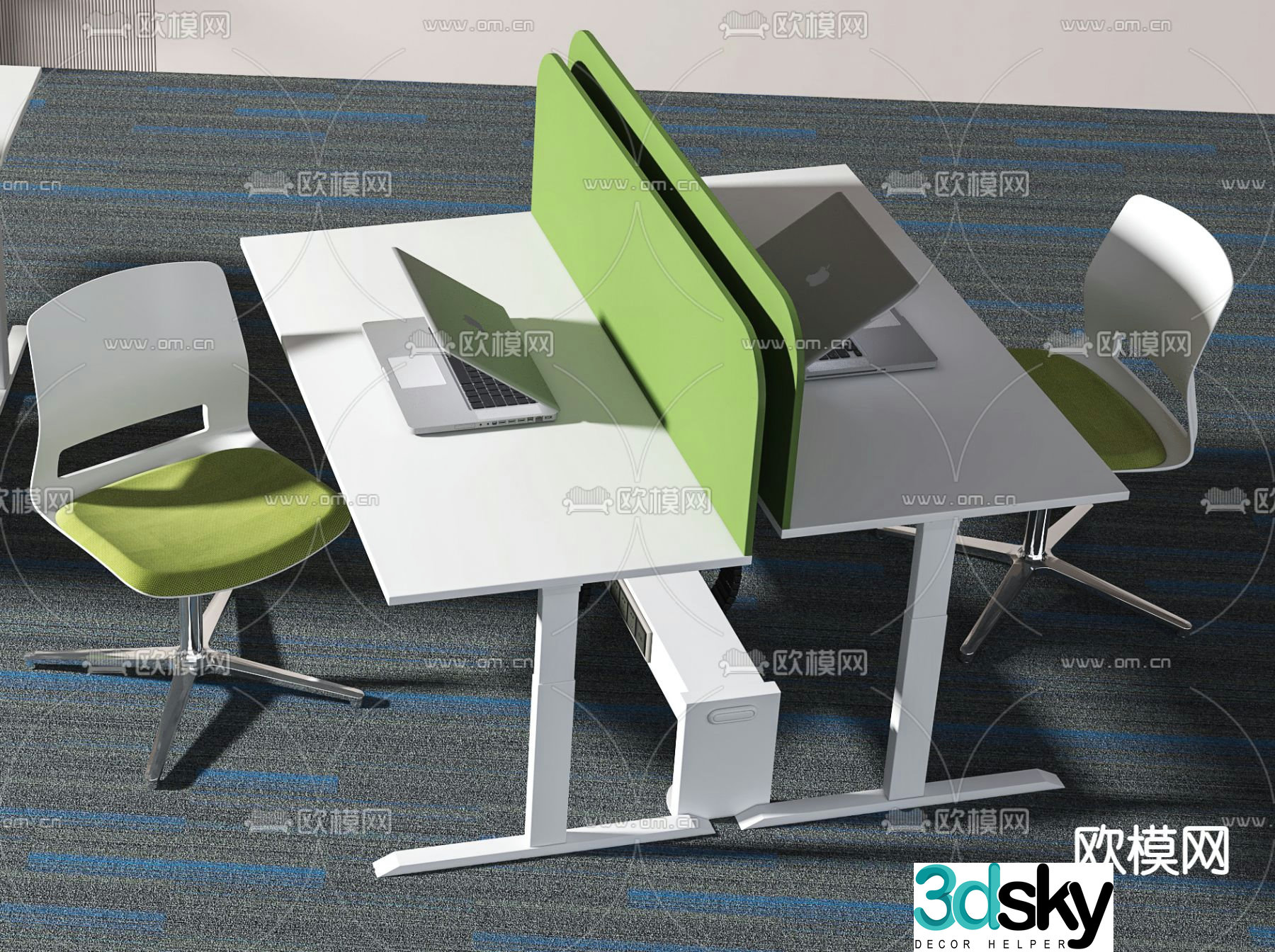 desk work station card space 3d model
