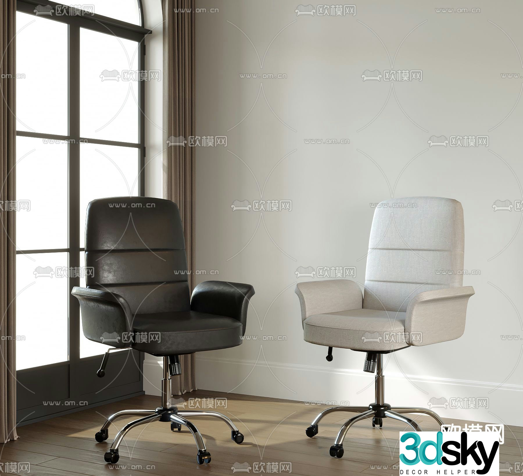 Leather office chair staff chair 3d model