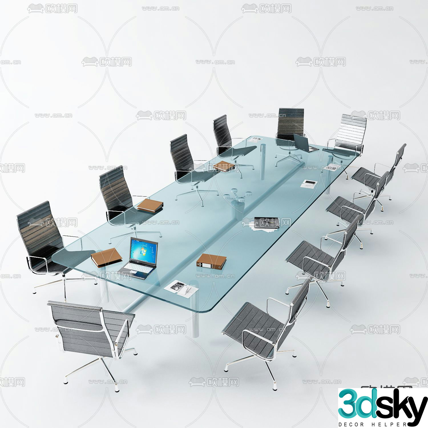 glass conference table conference table 3d model