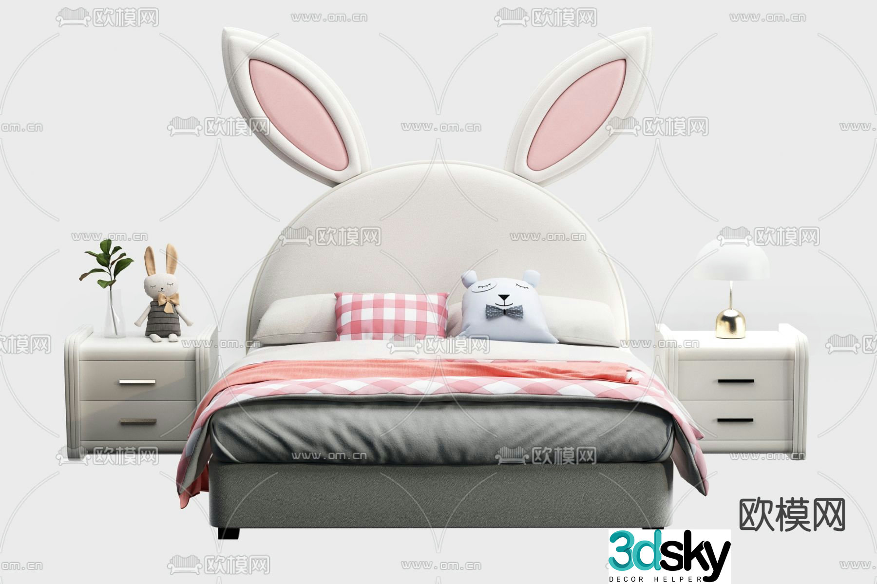 Cartoon children’s bed rabbit bed 3d model
