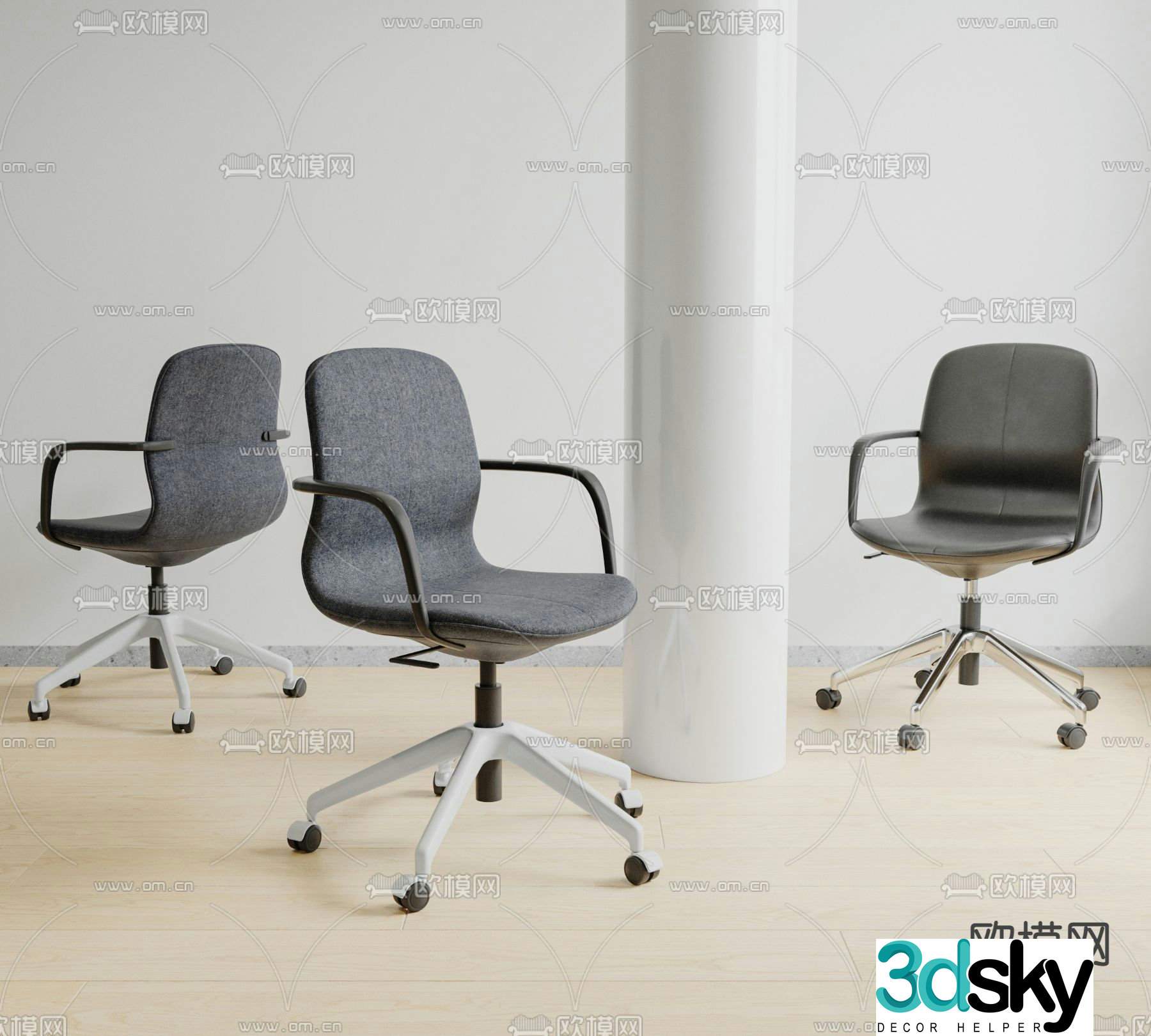 okamura office chair staff chair 3d model