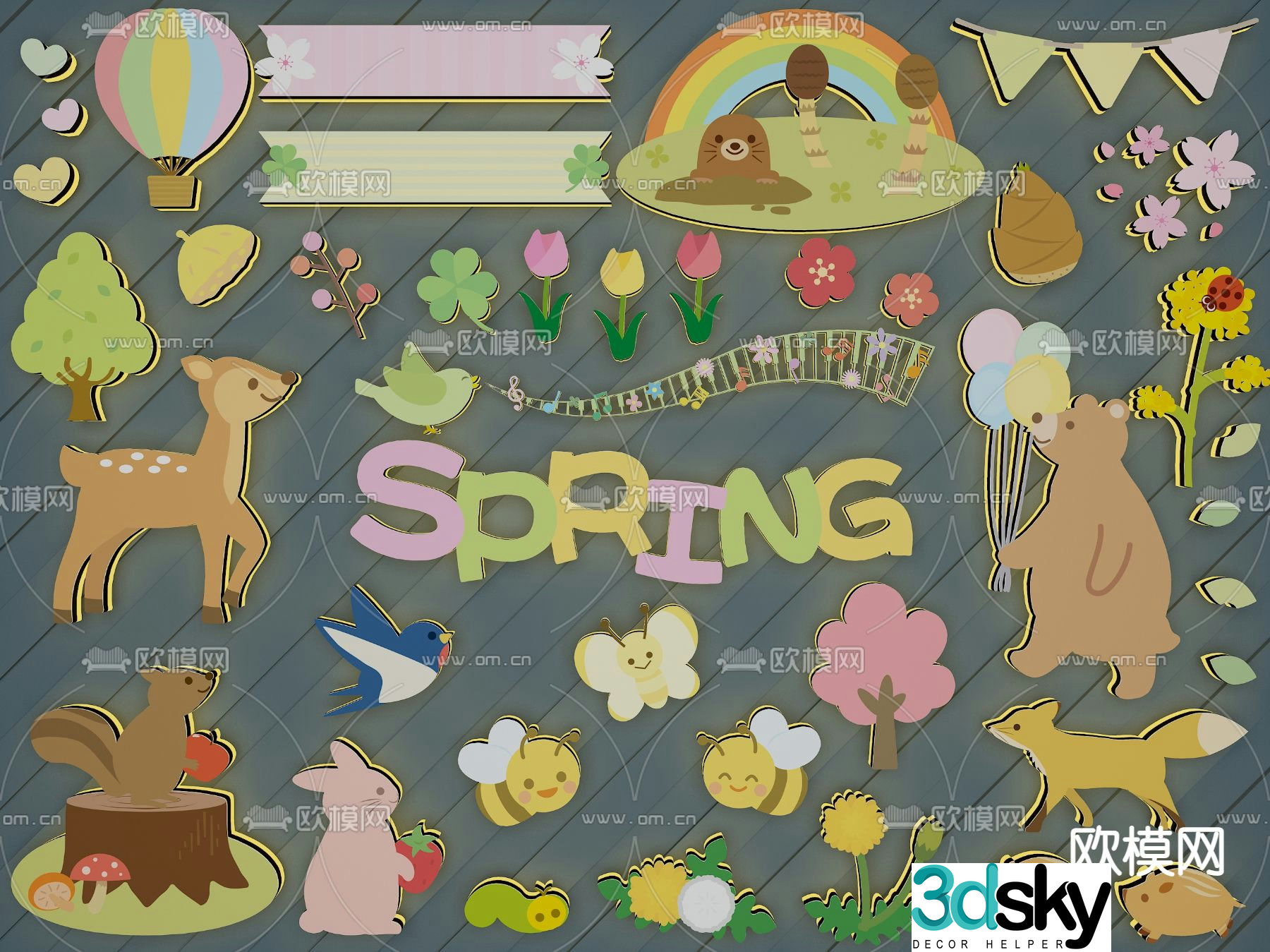 Cartoon wall stickers children’s wall stickers 3d model