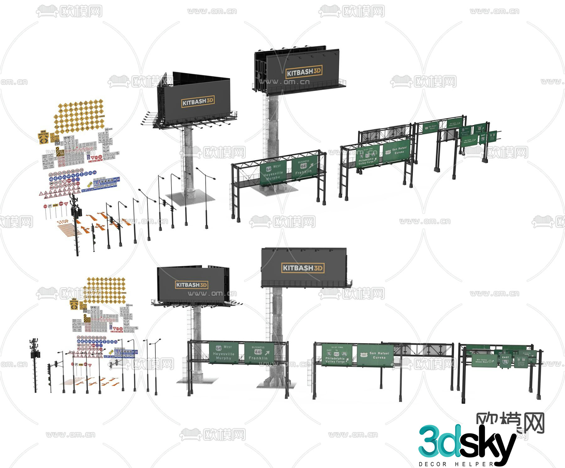 street sign logo street light sign 3d model
