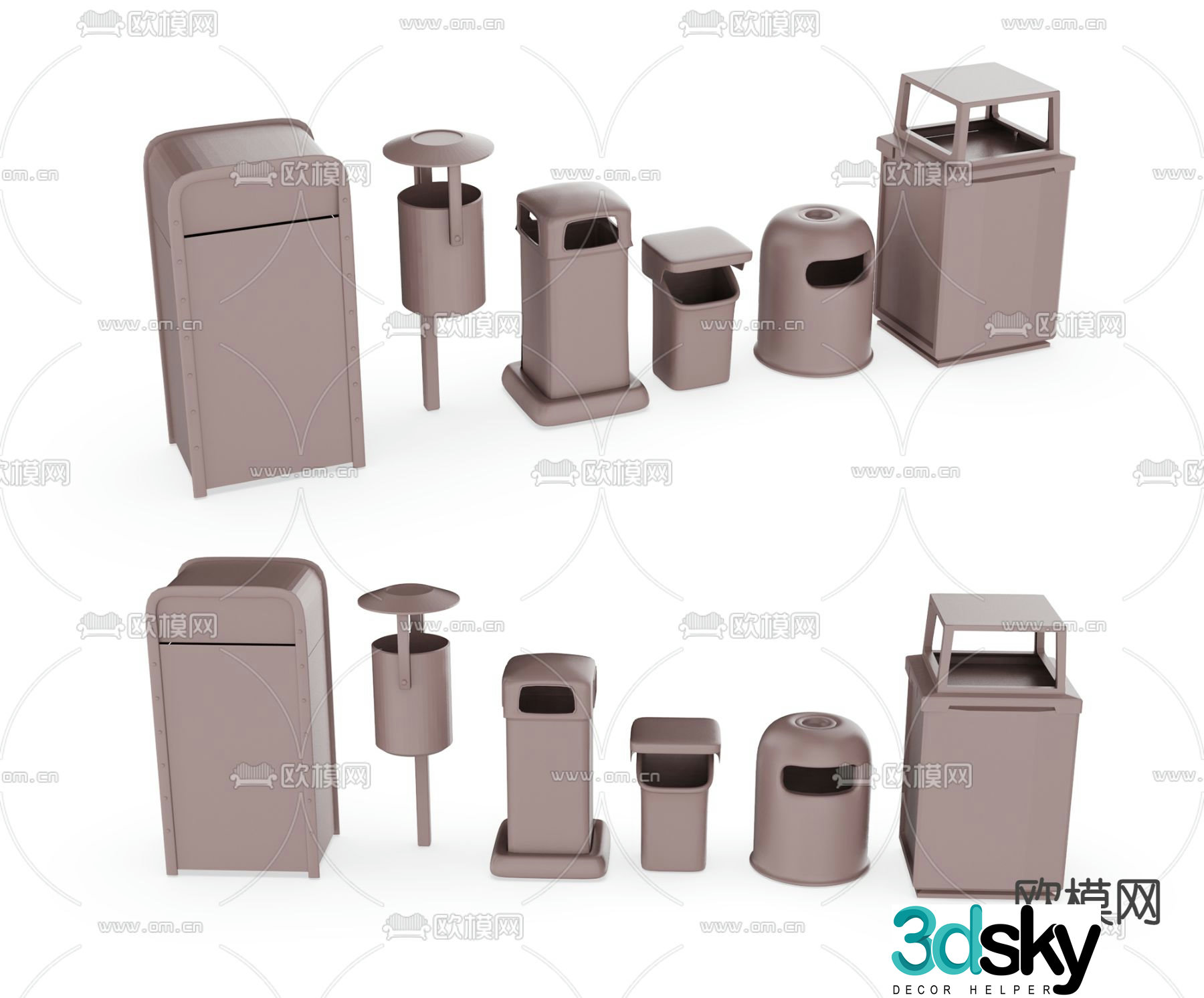 Public trash can 3d model