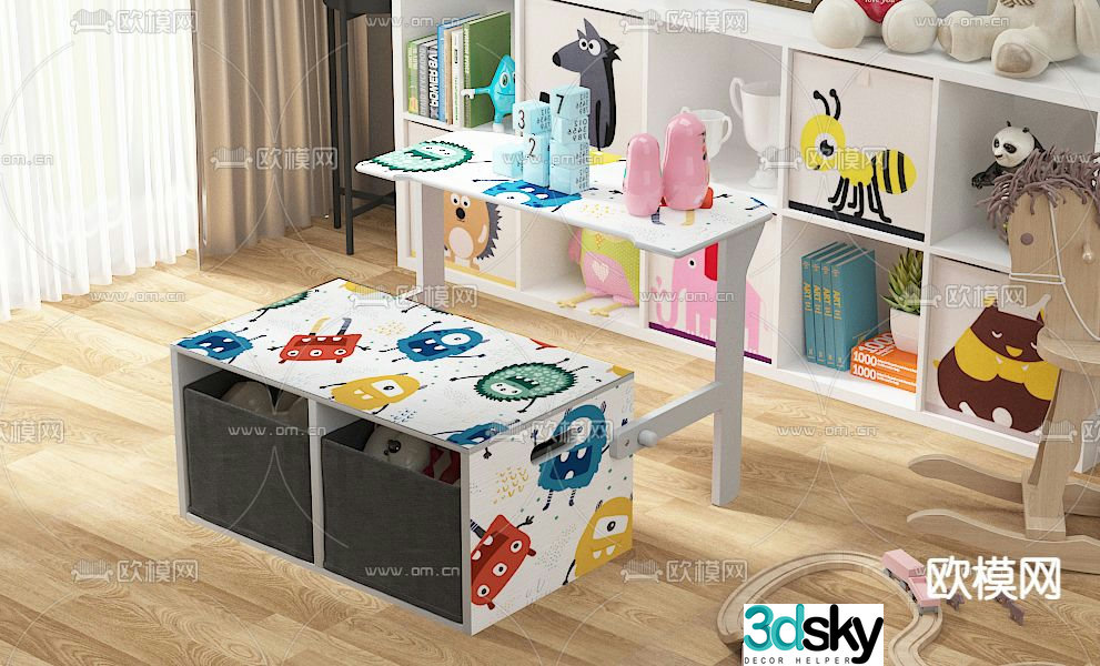 Children’s study table writing desk desk 3d model