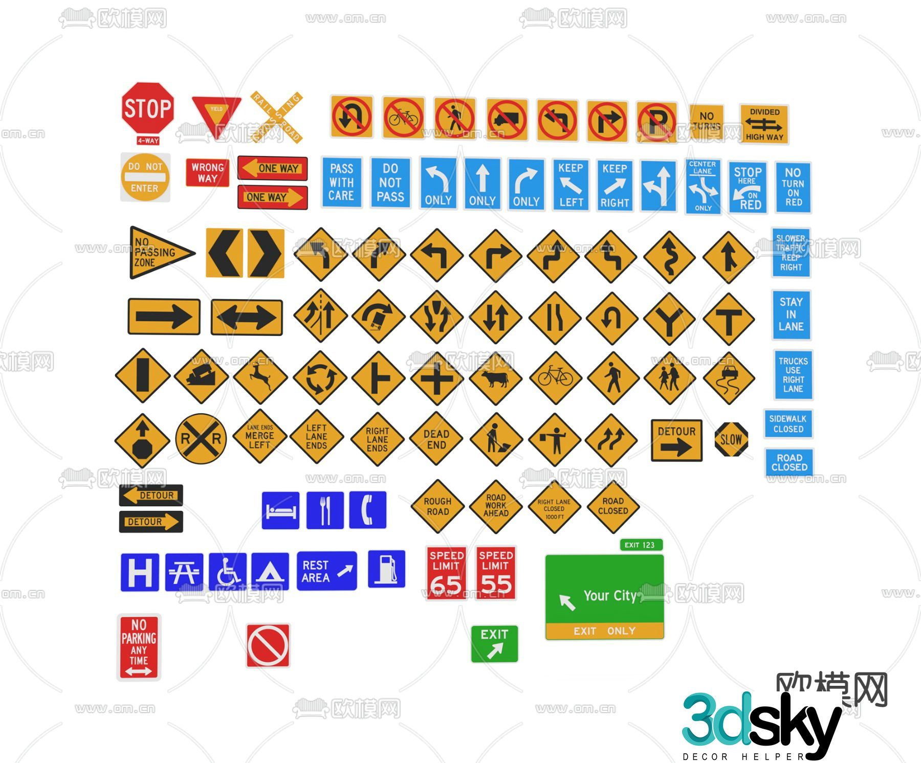 road sign road sign indicator 3d model