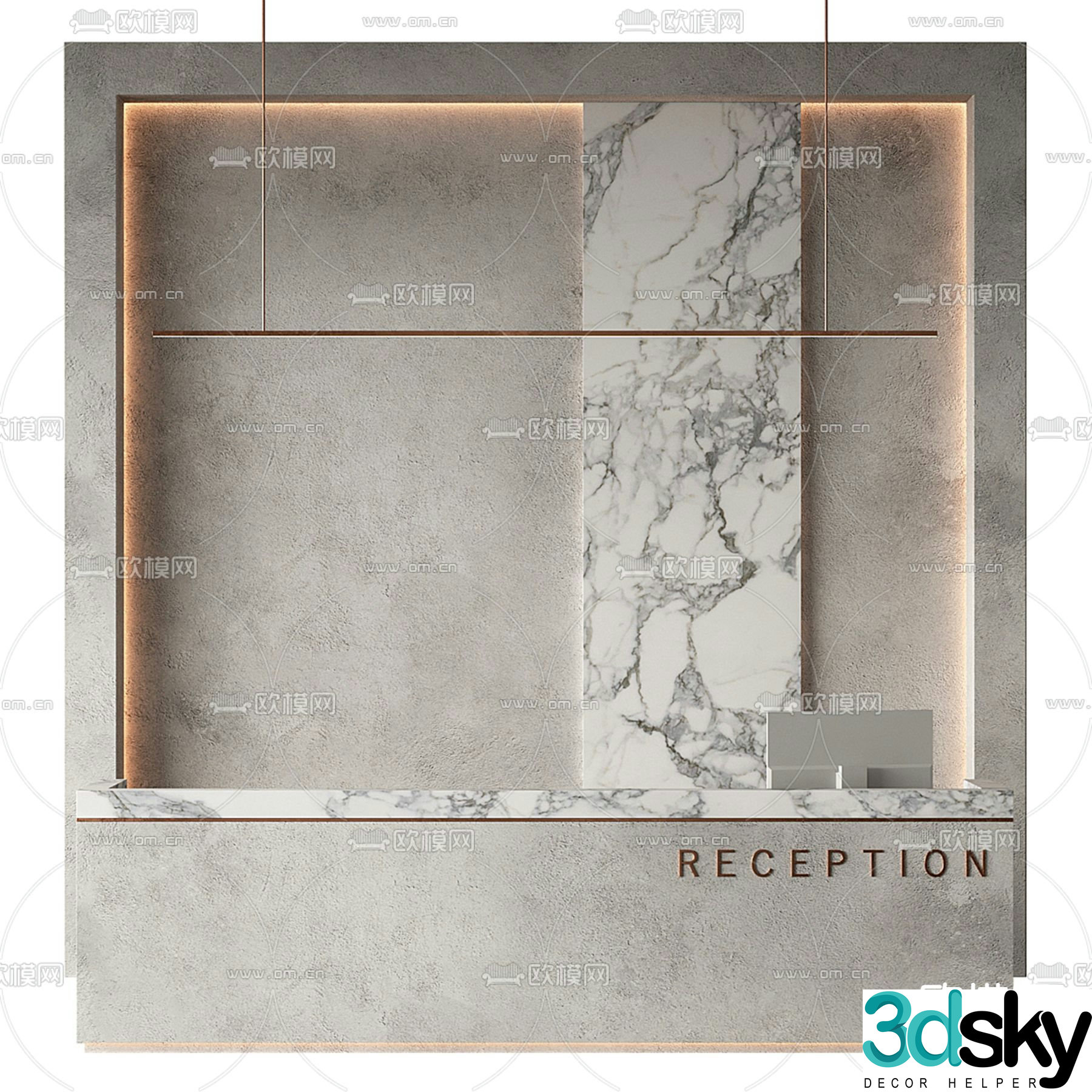 reception desk front desk cashier 3d model
