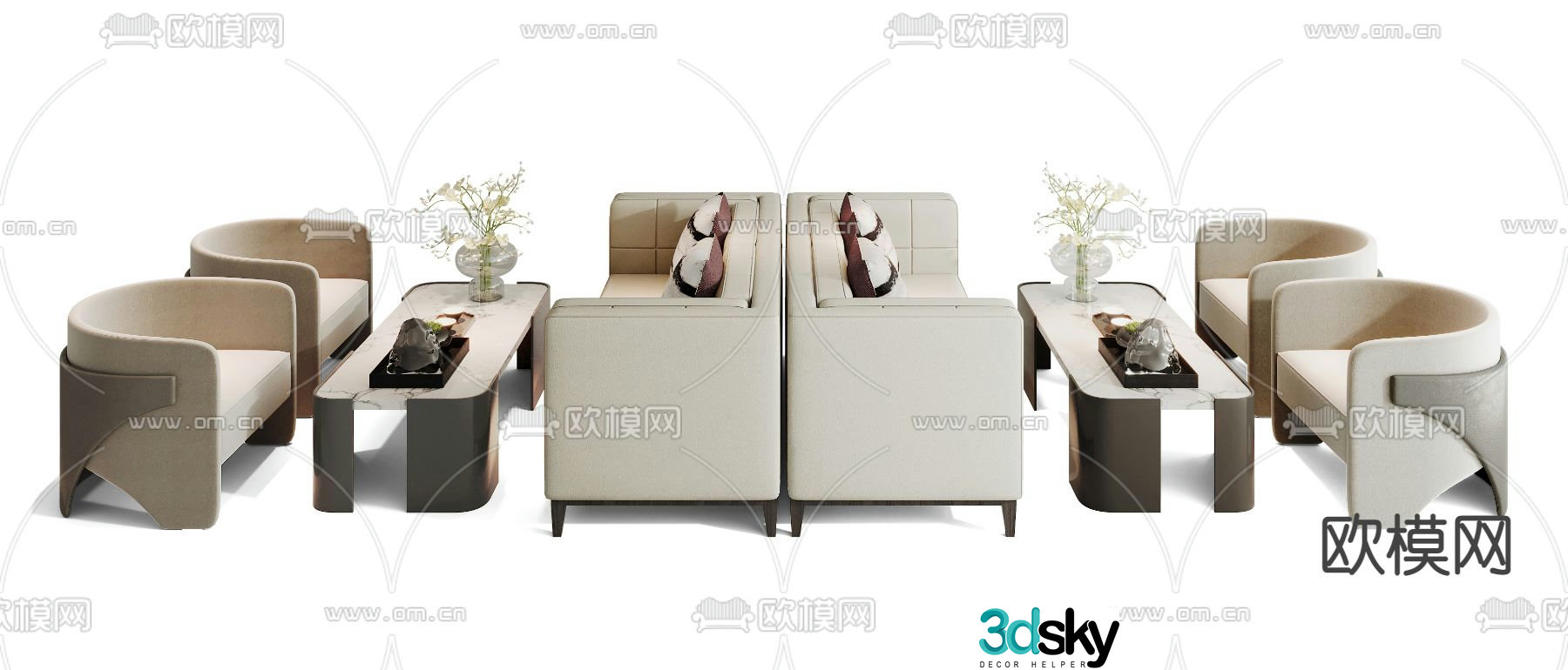 Negotiation sofa reception sofa reception sofa 3d model
