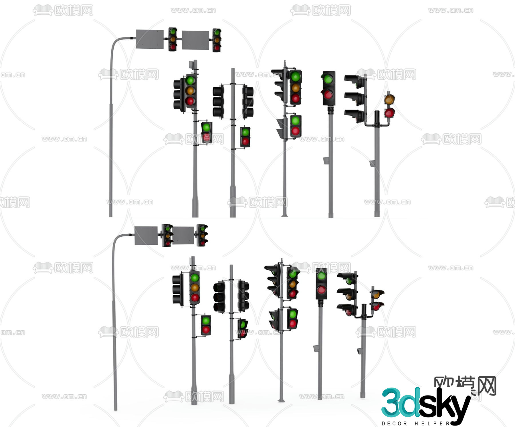 Traffic facilities street lights traffic lights 3d model