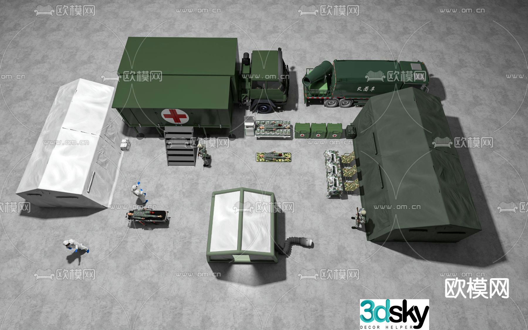 Military supplies medical tent 3d model