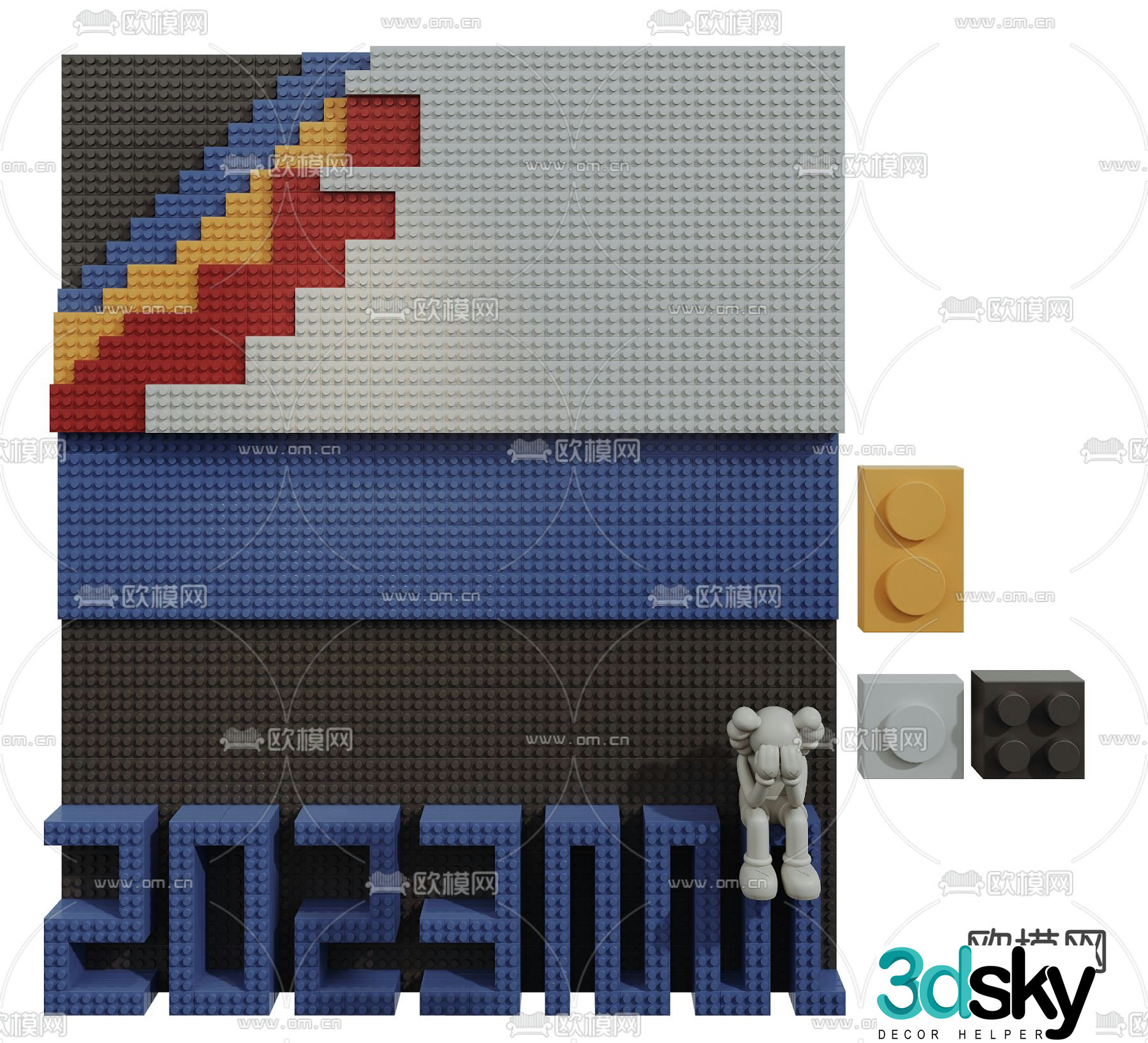 Lego brick wall toy 3d model