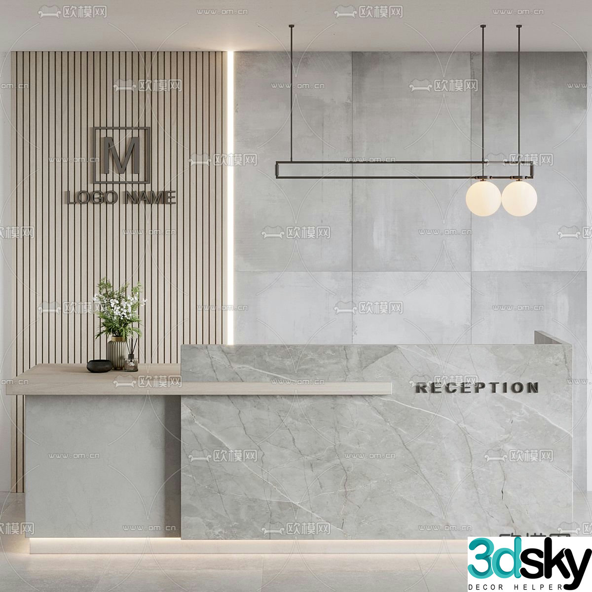 Office reception desk 3d model