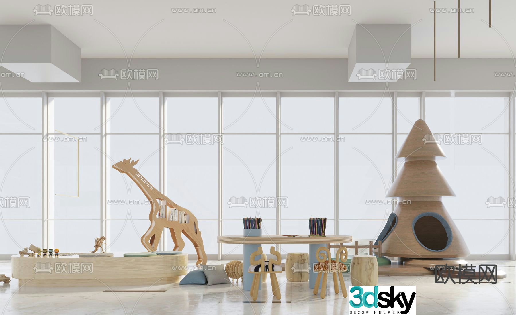 Children’s table and chair 3d model
