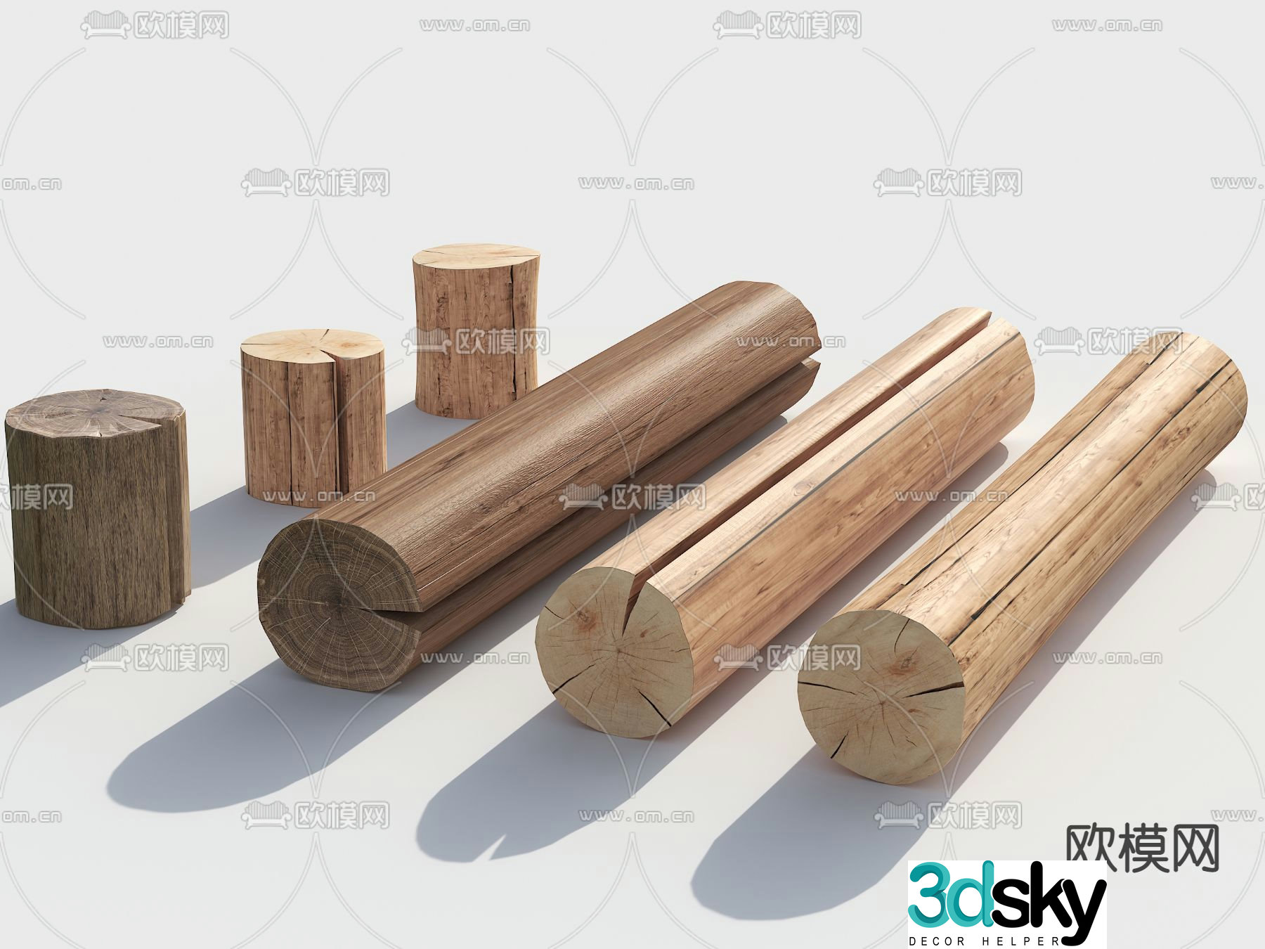 old wood dead tree pole wood firewood 3d model