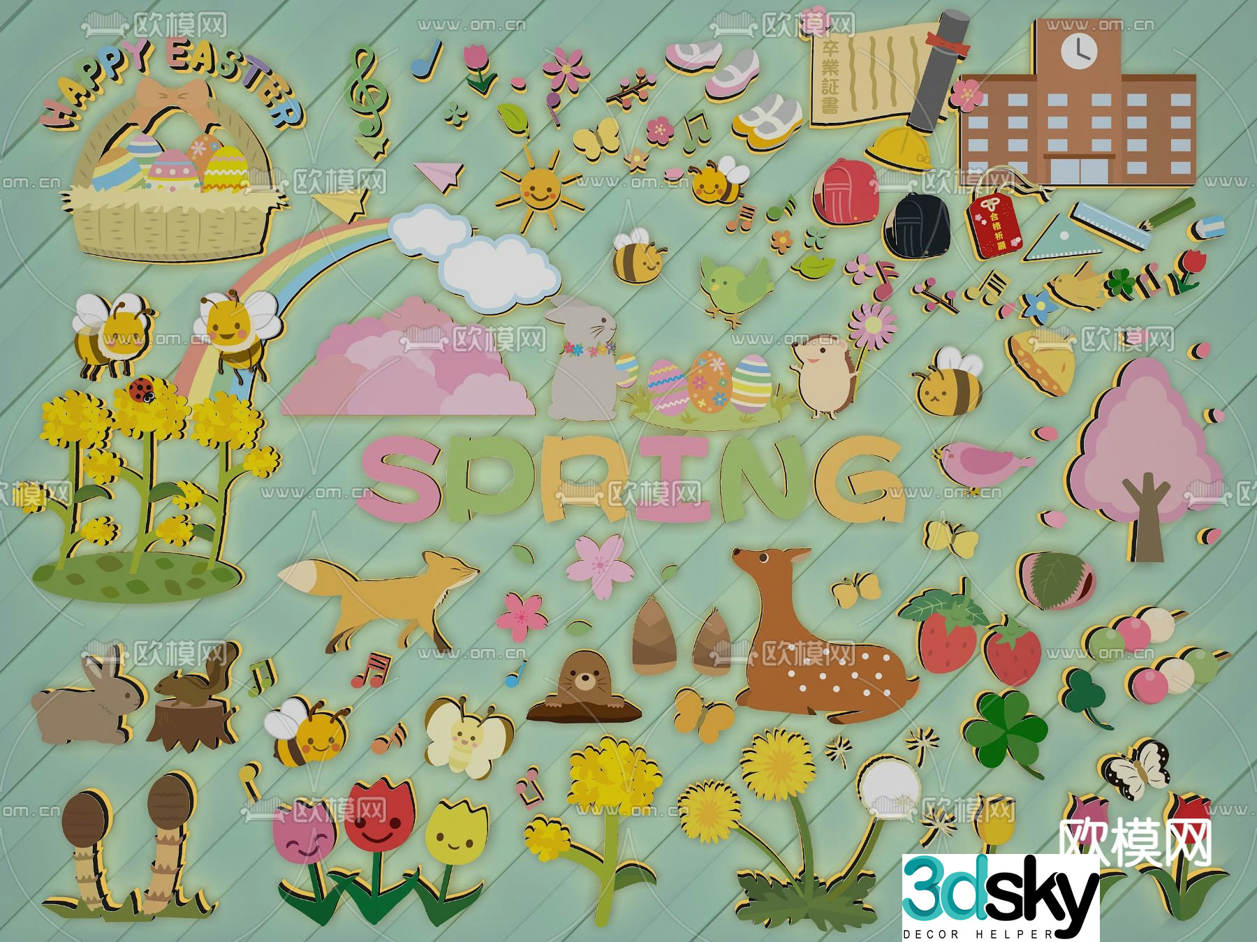 Cartoon wall stickers children’s wall stickers 3d model
