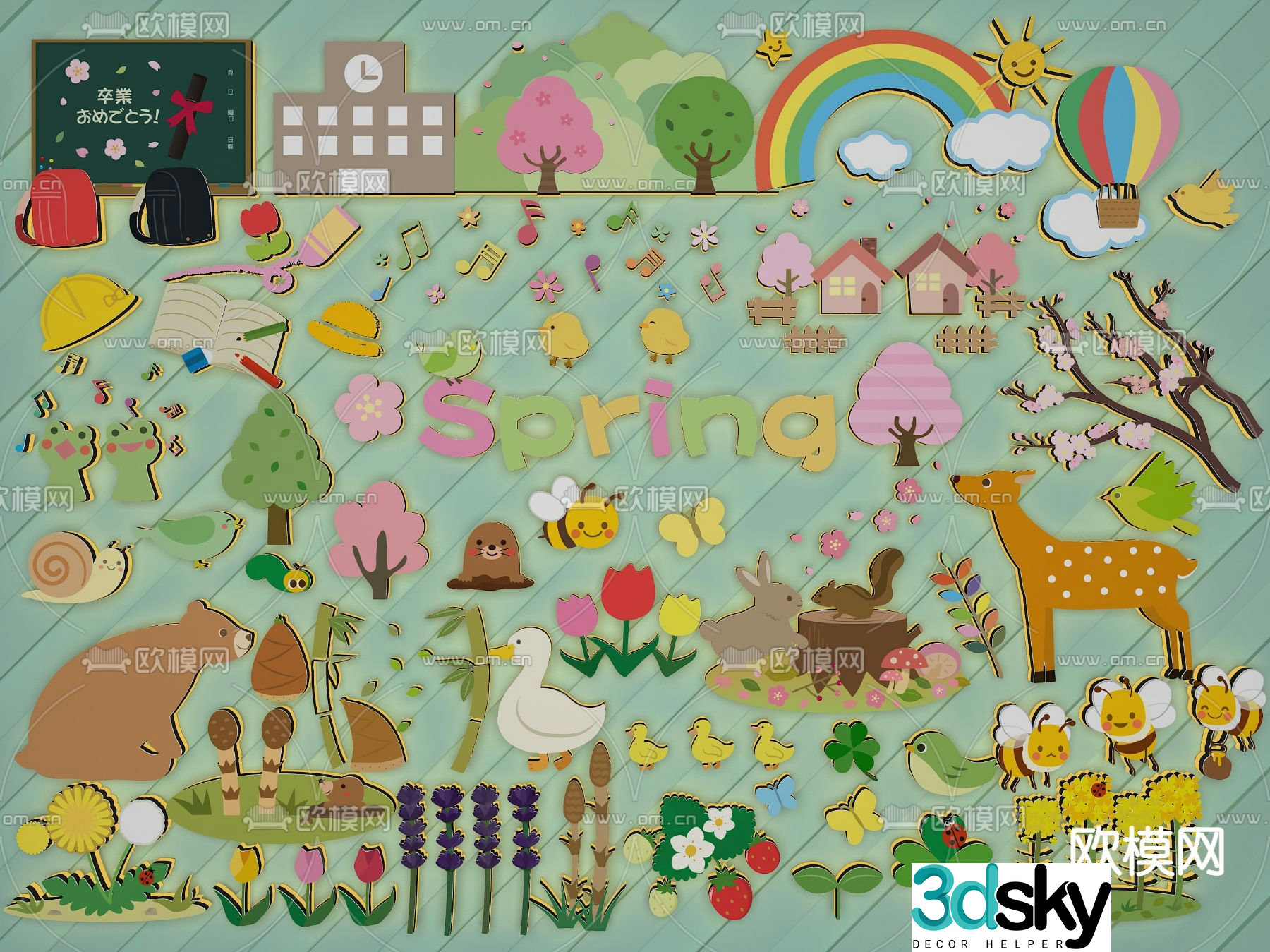 Cartoon wall stickers children’s wall stickers 3d model