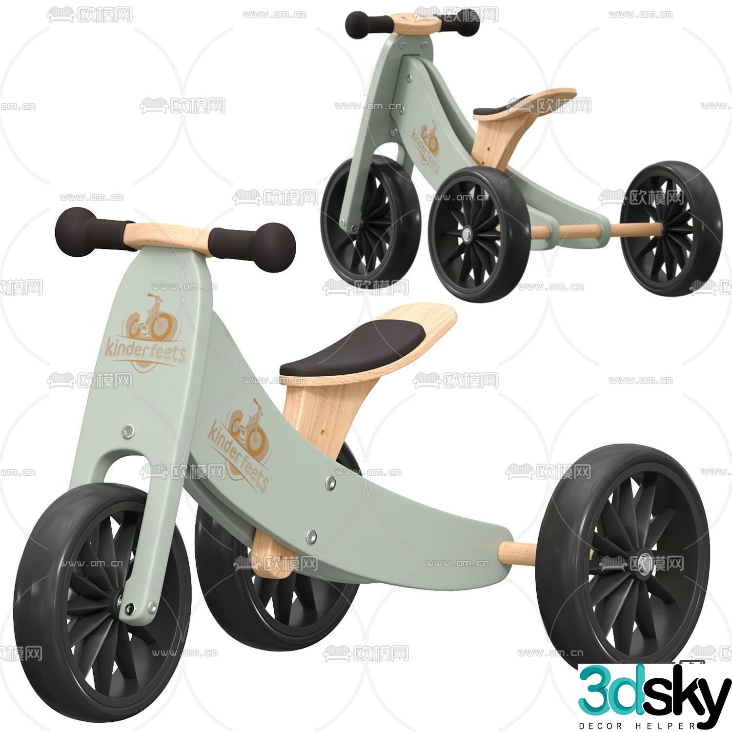 Children’s toy car bicycle 3d model