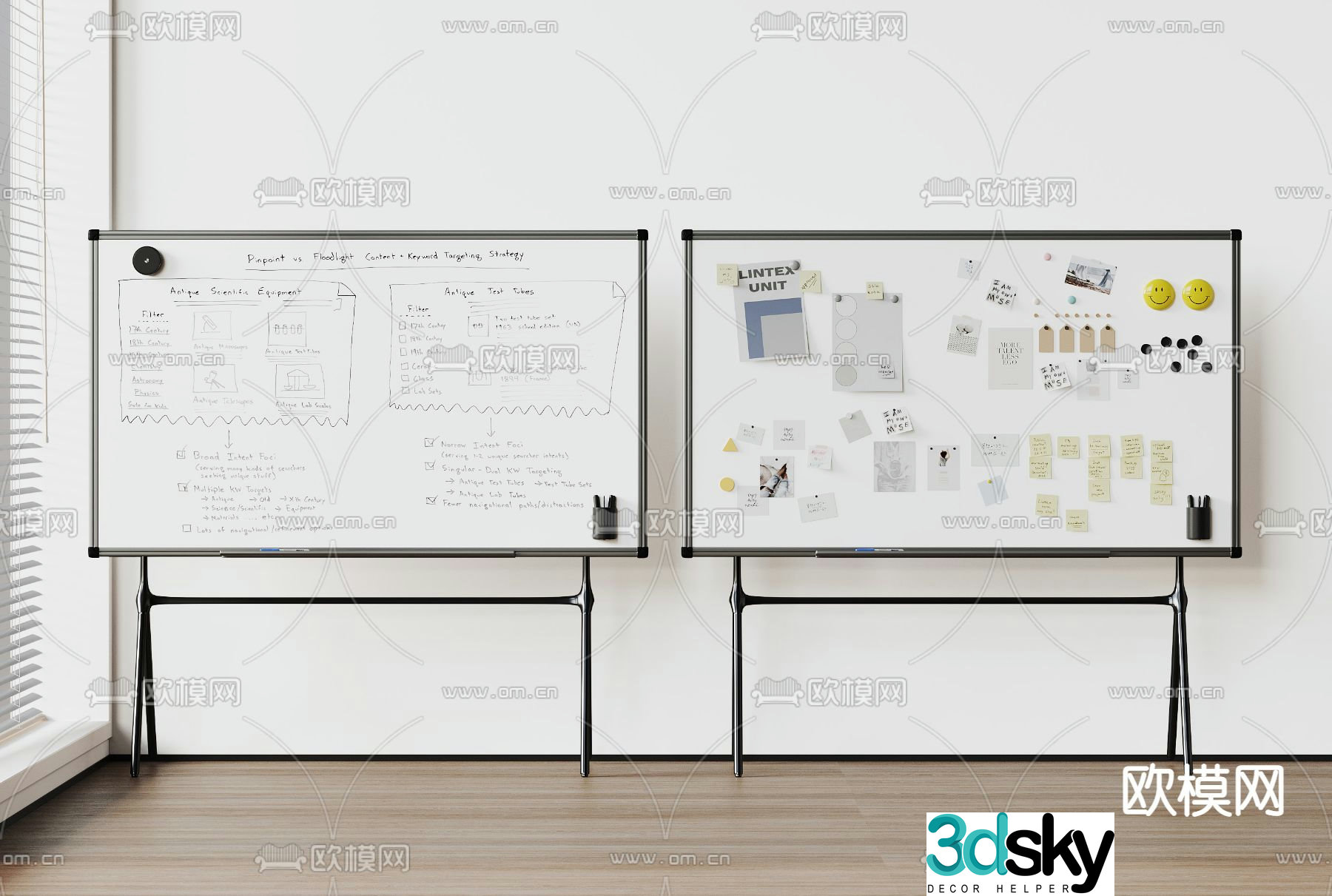 Mobile whiteboard writing board 3d model