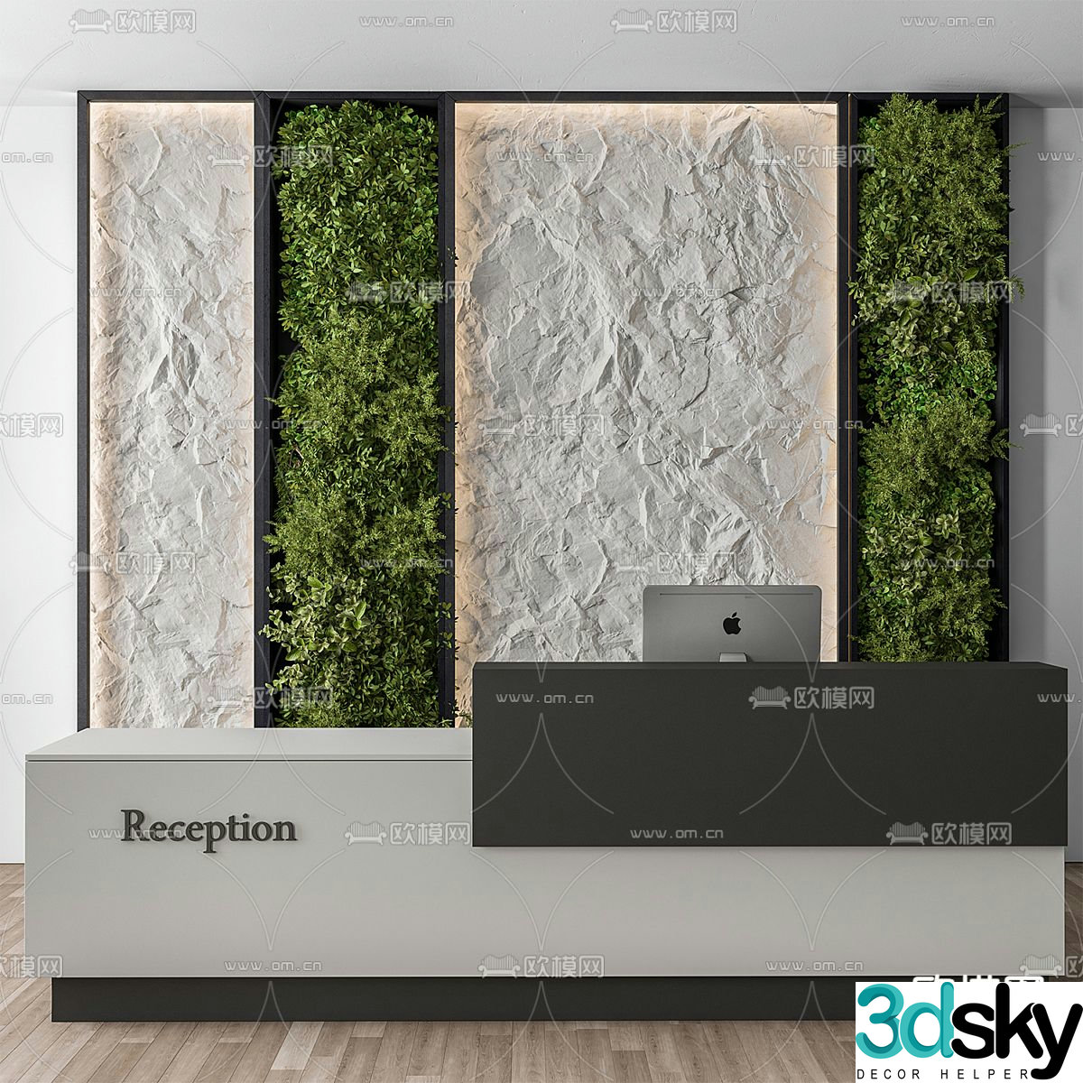Front desk reception desk service desk 3d model