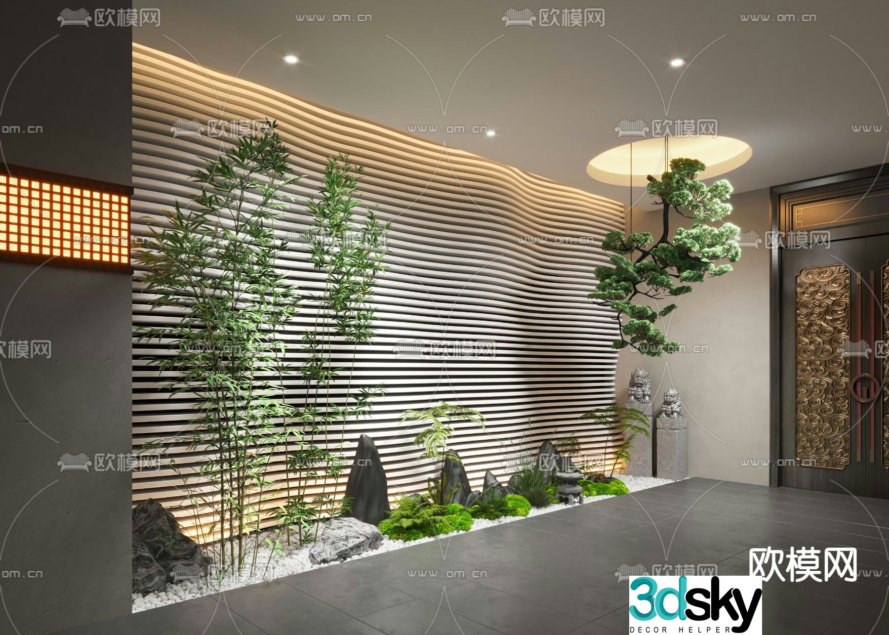Indoor landscape rockery stone landscape sketch 3d model