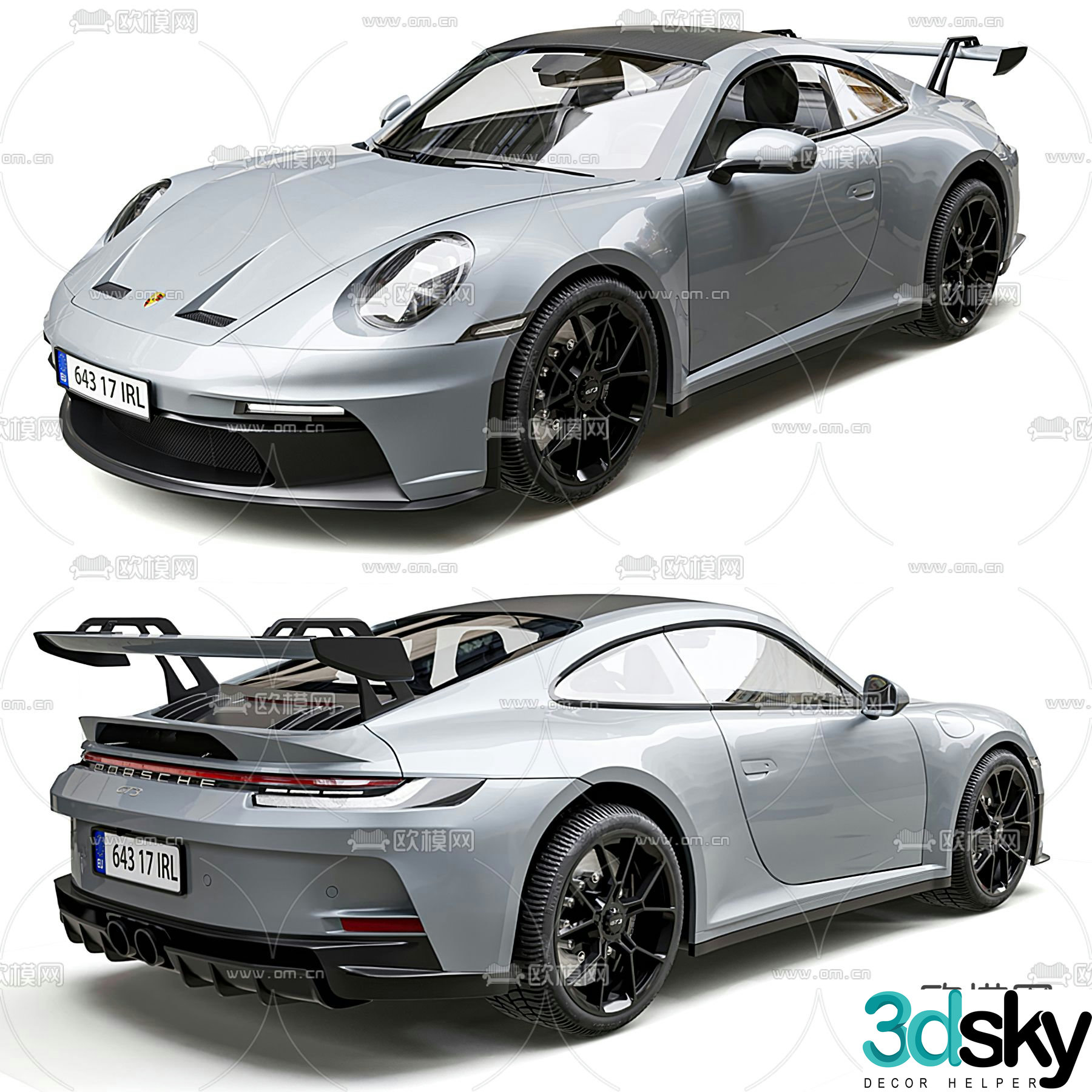Porsche car GT3 sports car 3d model