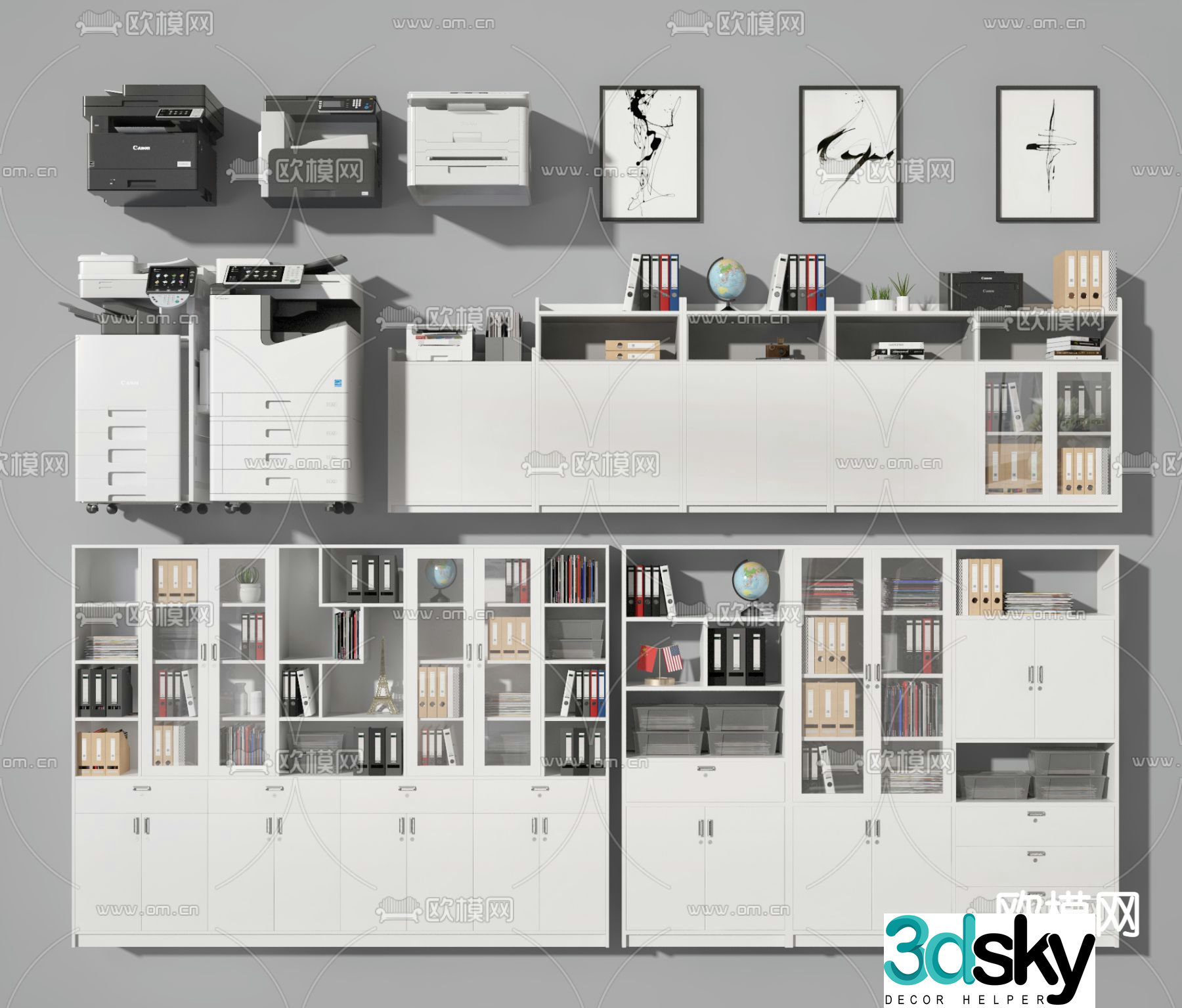 File cabinet information cabinet filing cabinet printer 3d model