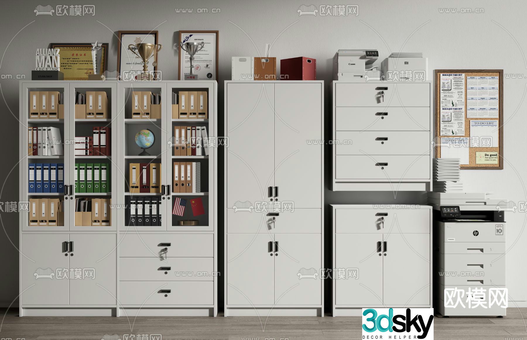 File cabinet file cabinet information cabinet printer office supplies 3d model