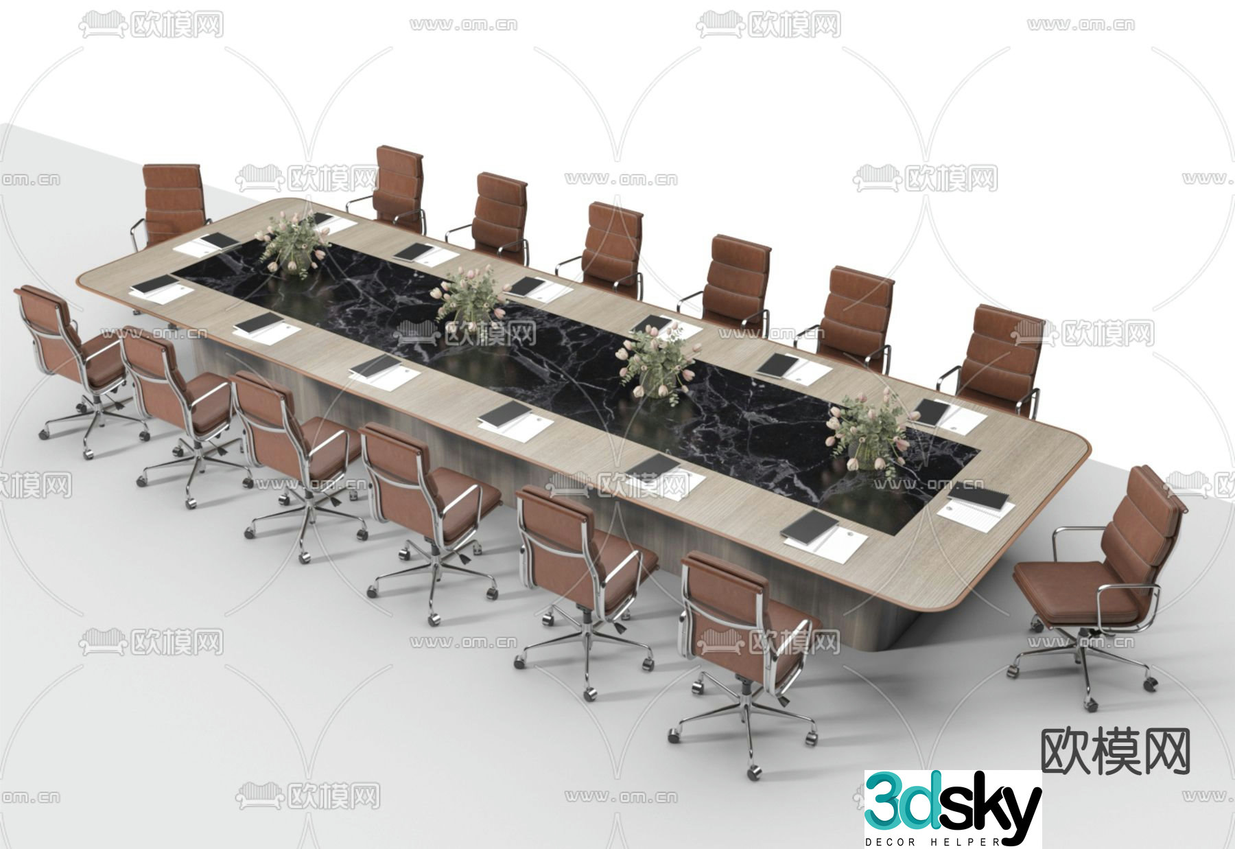 Modern conference table and chairs conference table 3d model