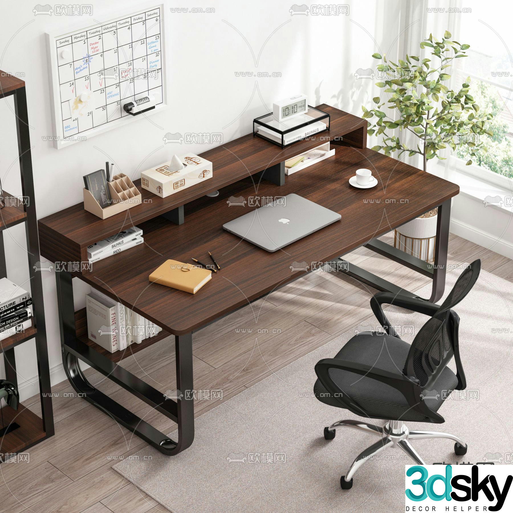 desk workstation 3d model