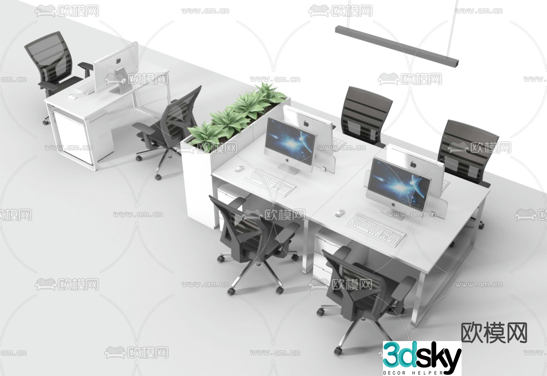desk work station card space 3d model