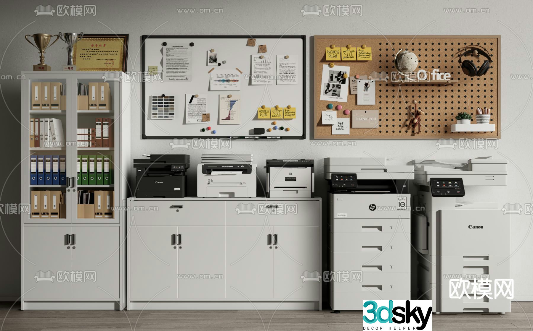 File cabinet printer office supplies 3d model