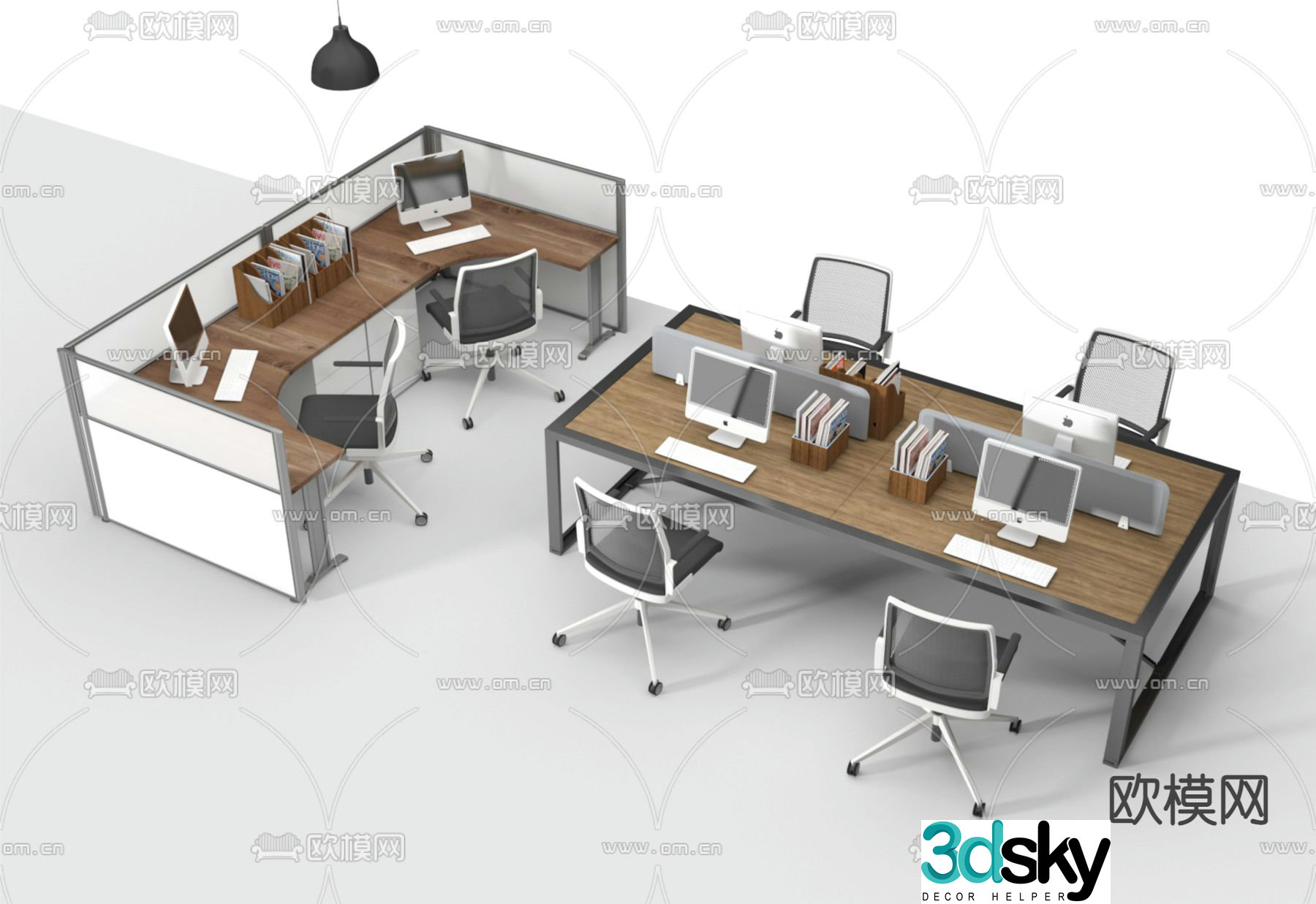 Office desk and chair screen card 3d model