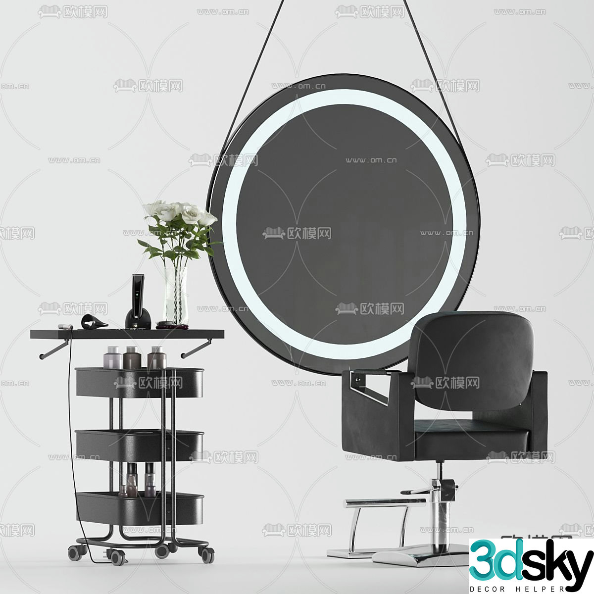 Barber chair barber equipment 3d model