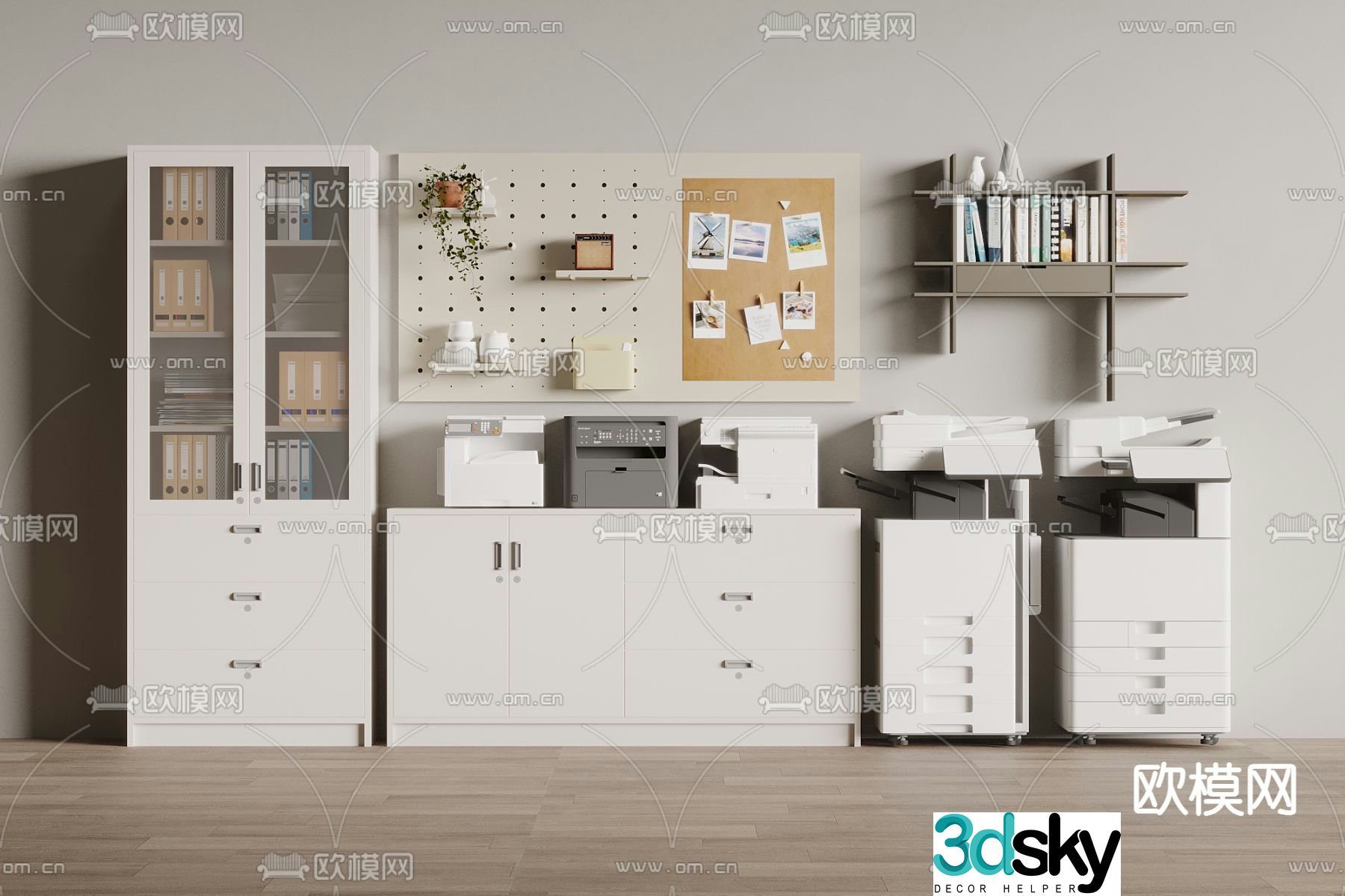 File cabinet printer office supplies 3d model