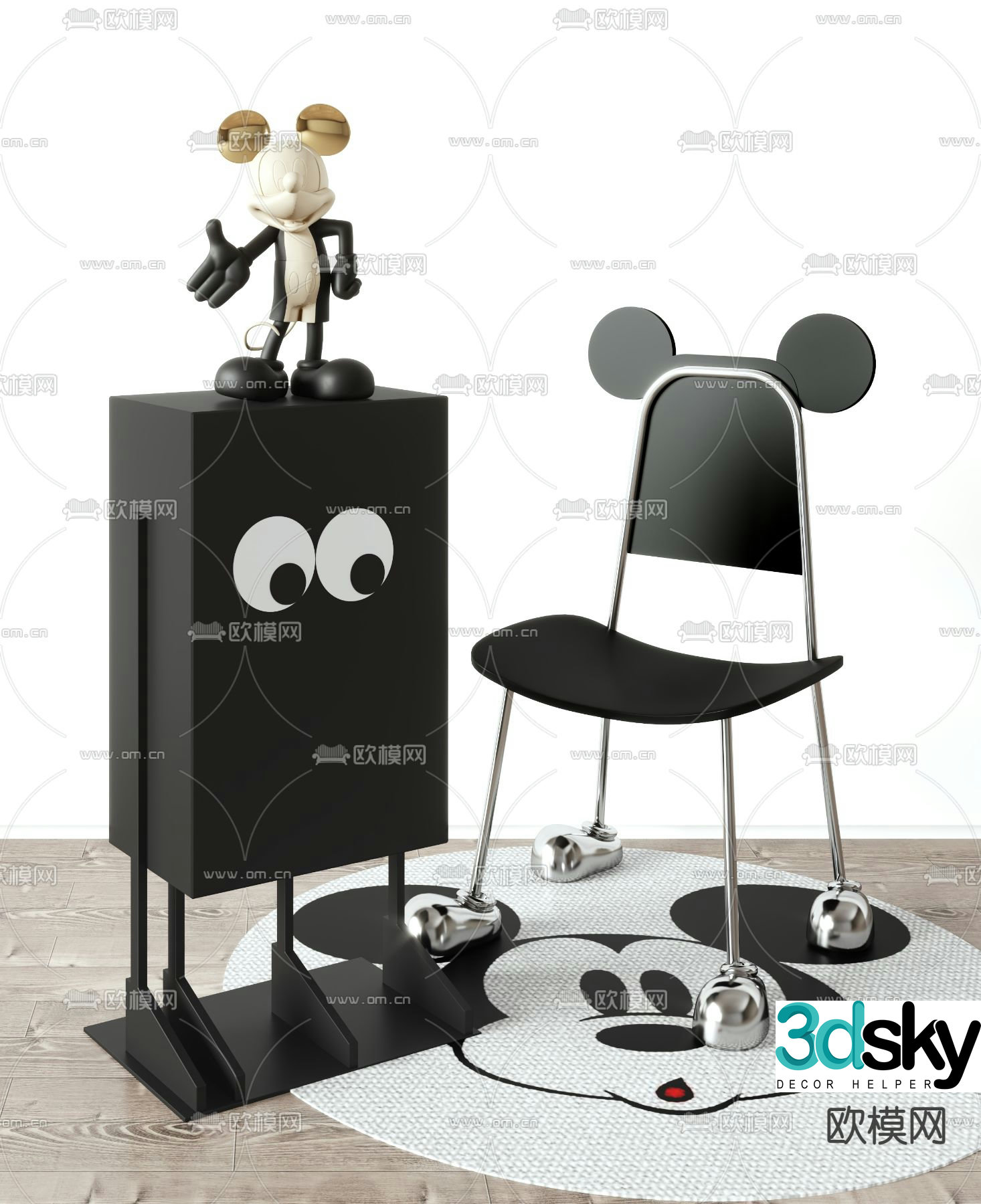 Mickey children’s chair children’s cabinet 3d model