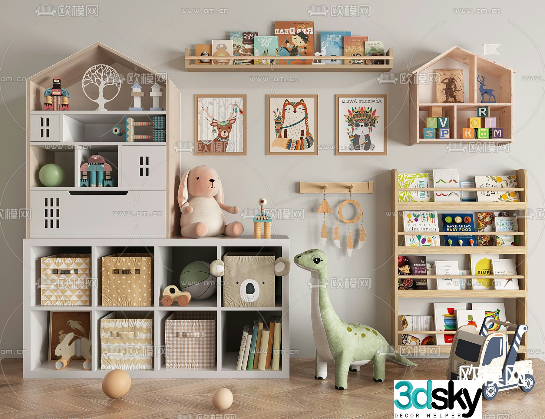 children’s bookcase bookshelf toys 3d model