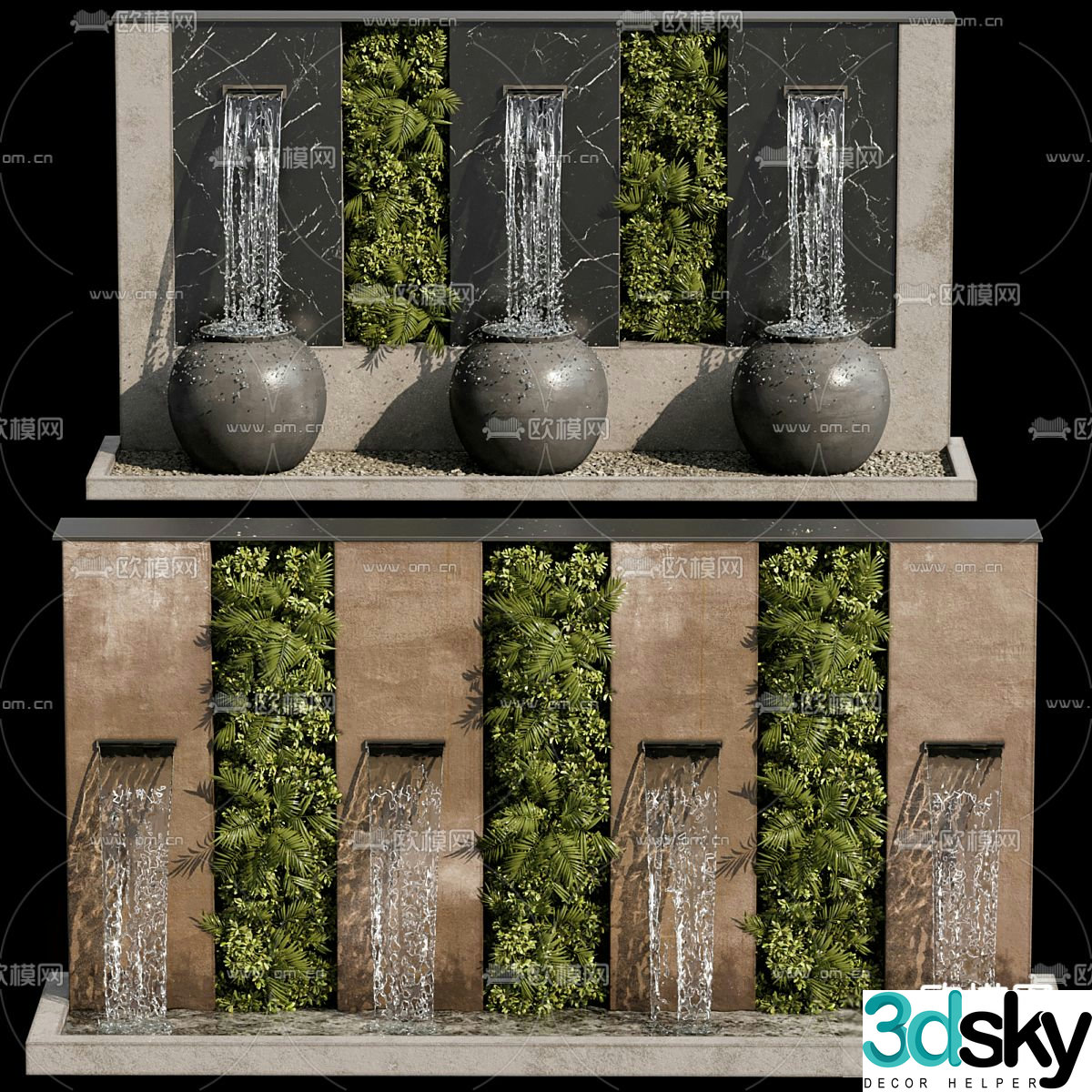 Fountain pool flowing water sketch 3d model
