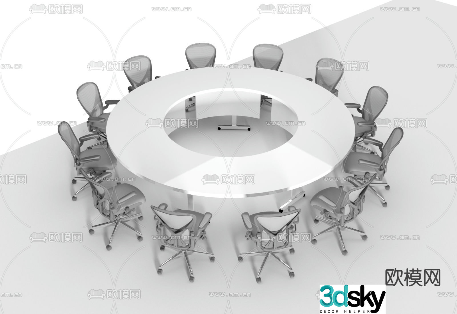 Modern conference table and chairs 3d model