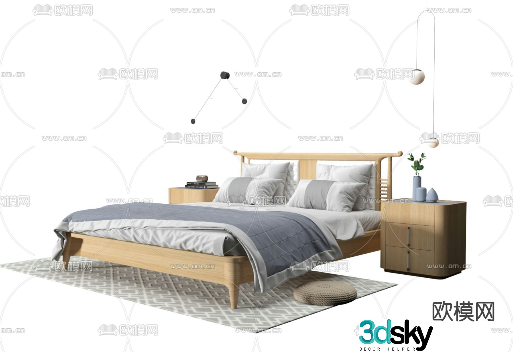 Nordic double bed 3d model