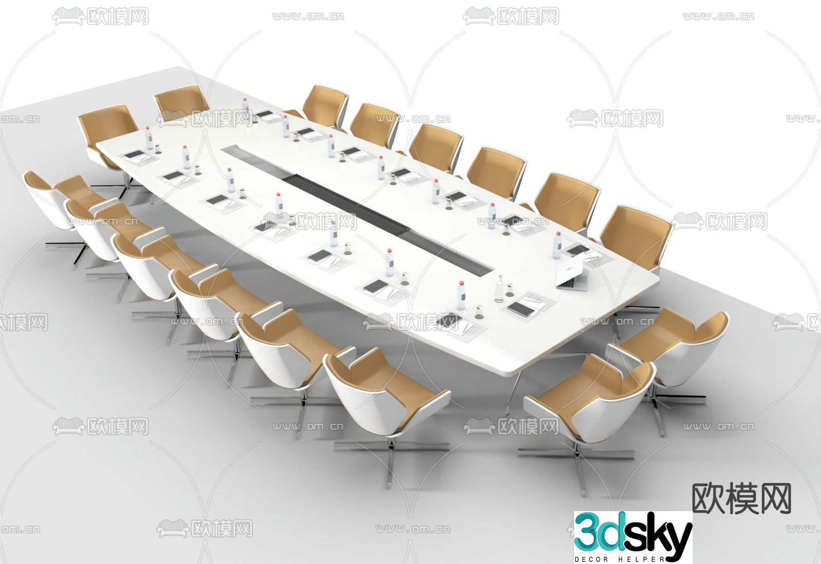 Modern conference table and chairs 3d model